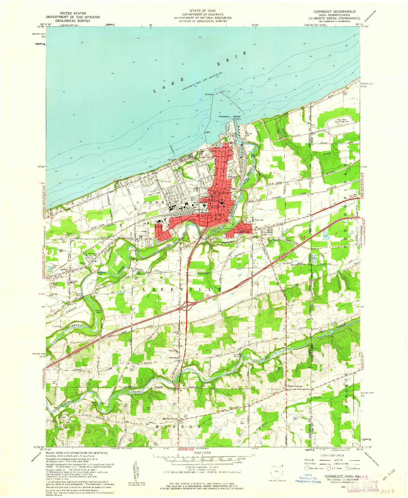 USGS 1:24000-SCALE QUADRANGLE FOR CONNEAUT, OH 1960