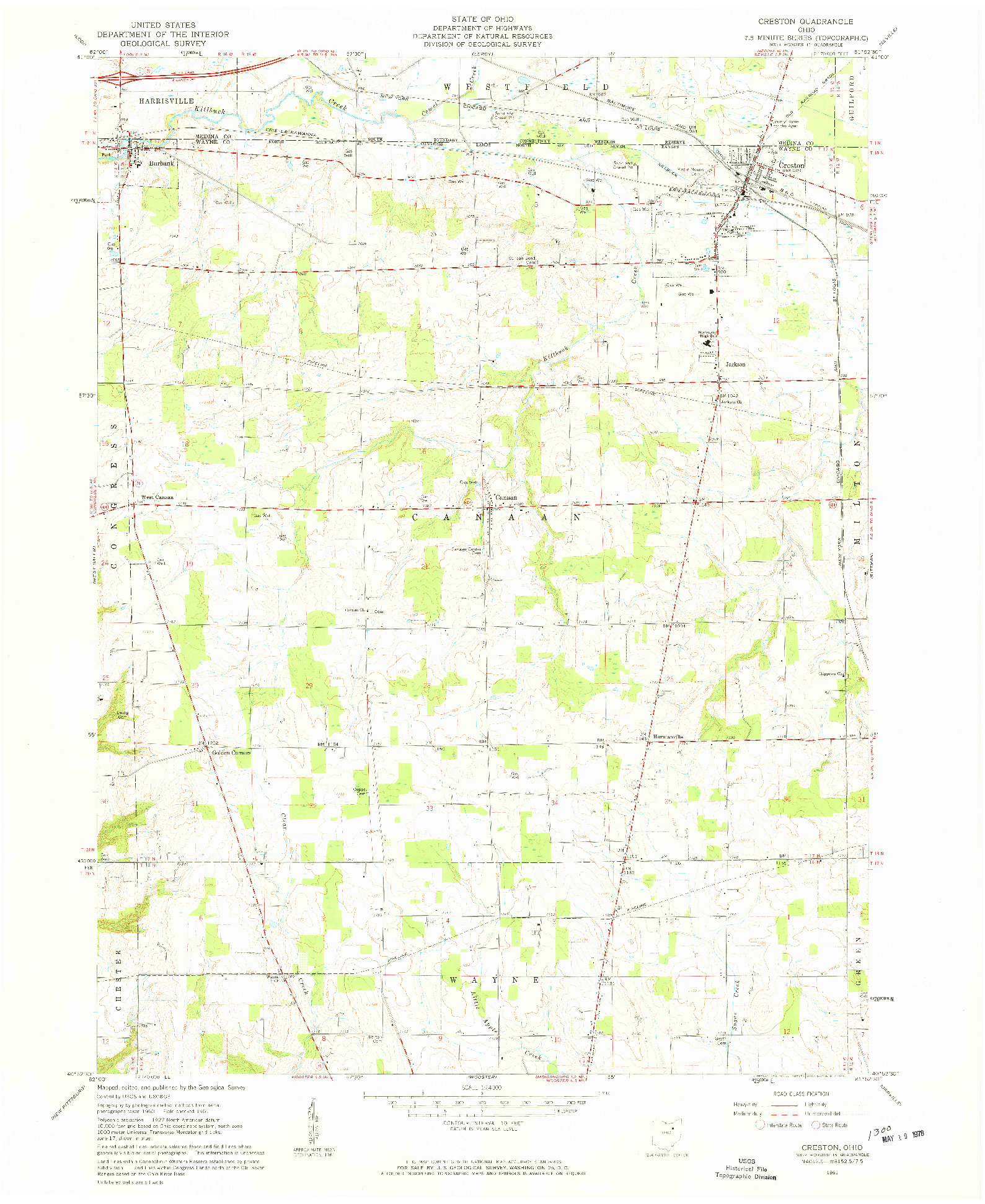 USGS 1:24000-SCALE QUADRANGLE FOR CRESTON, OH 1961