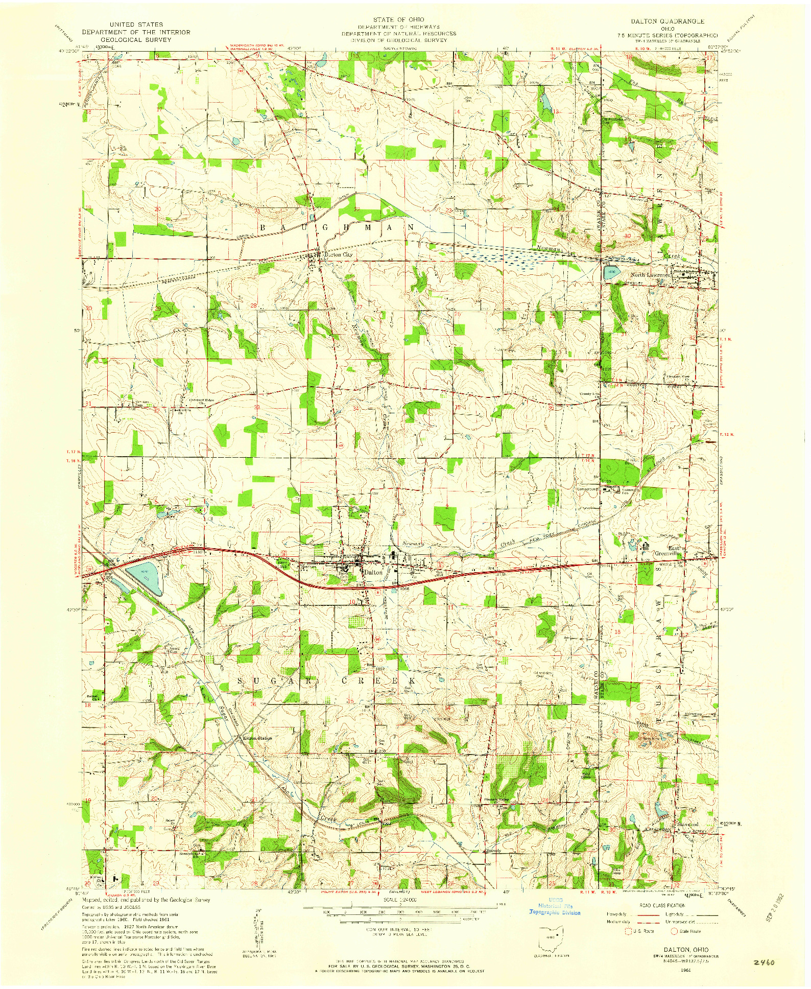 USGS 1:24000-SCALE QUADRANGLE FOR DALTON, OH 1961