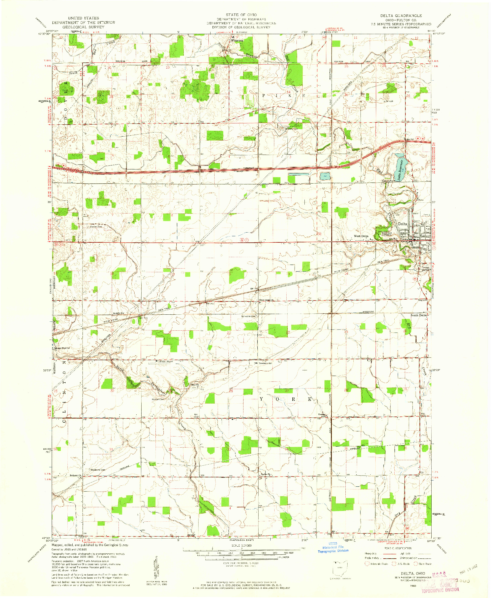 USGS 1:24000-SCALE QUADRANGLE FOR DELTA, OH 1960