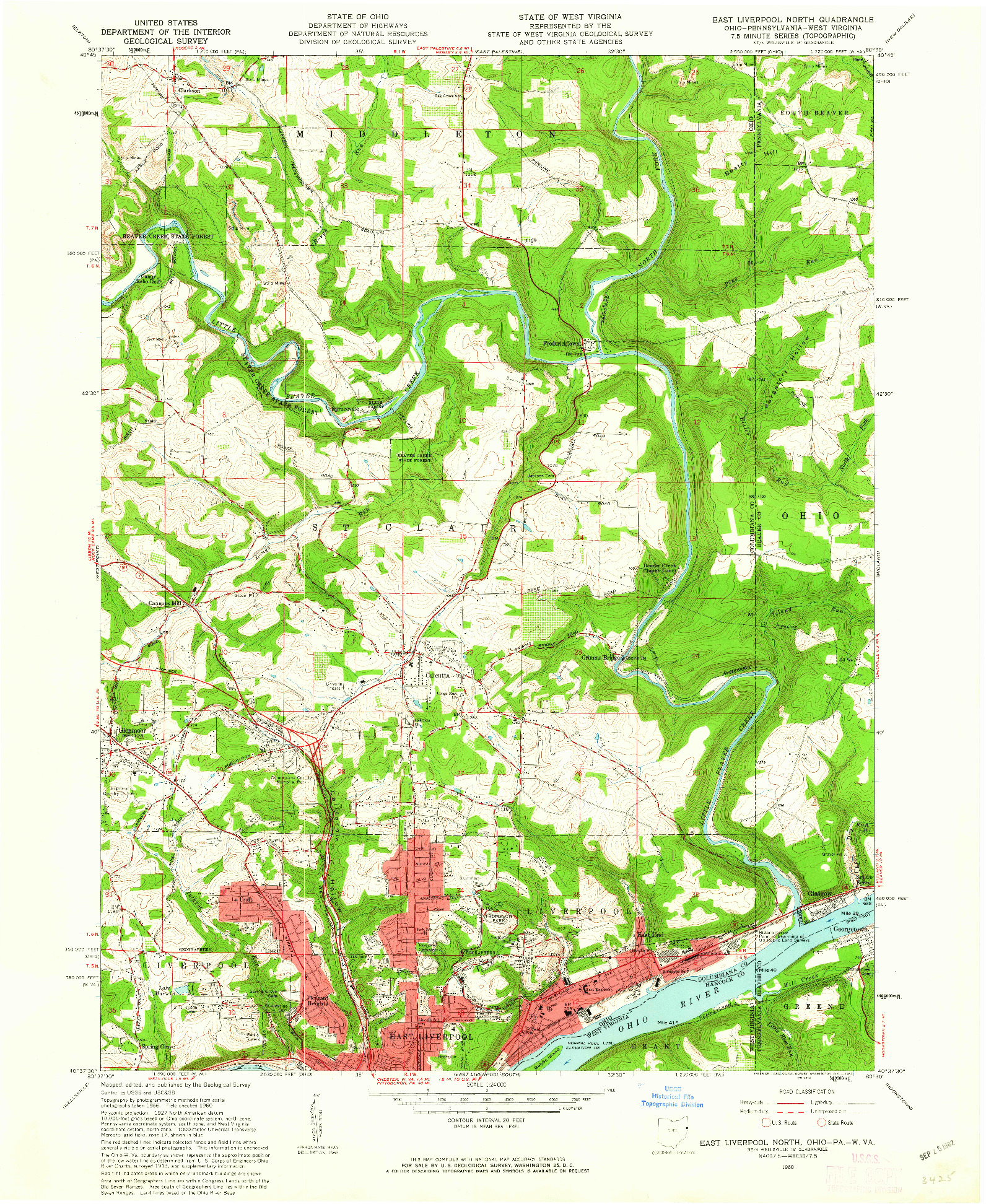 USGS 1:24000-SCALE QUADRANGLE FOR EAST LIVERPOOL NORTH, OH 1960