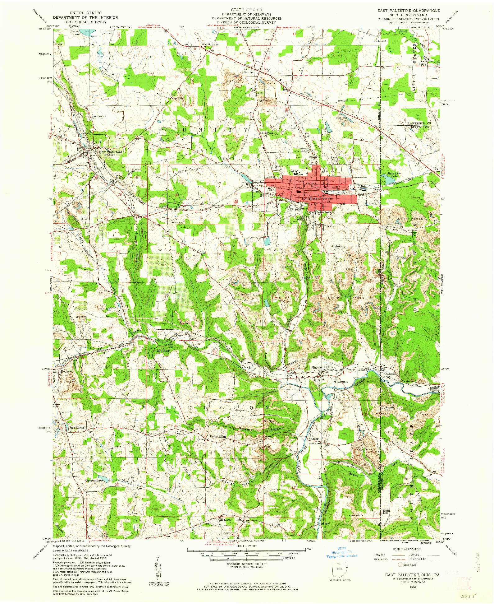 USGS 1:24000-SCALE QUADRANGLE FOR EAST PALESTINE, OH 1960