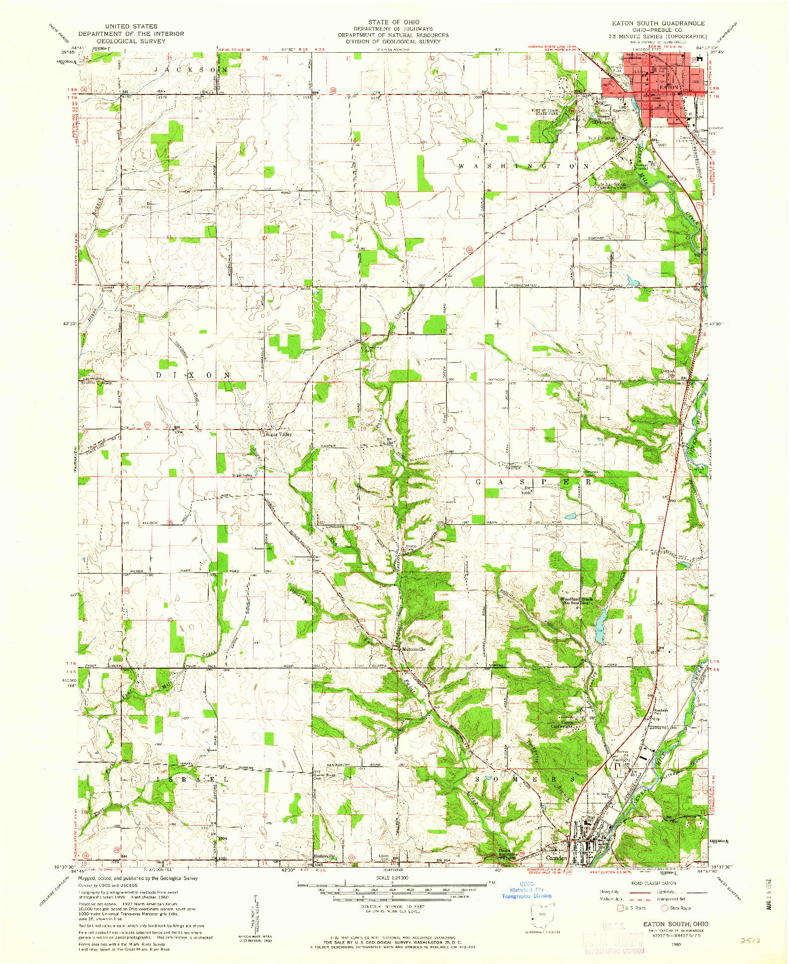 USGS 1:24000-SCALE QUADRANGLE FOR EATON SOUTH, OH 1960