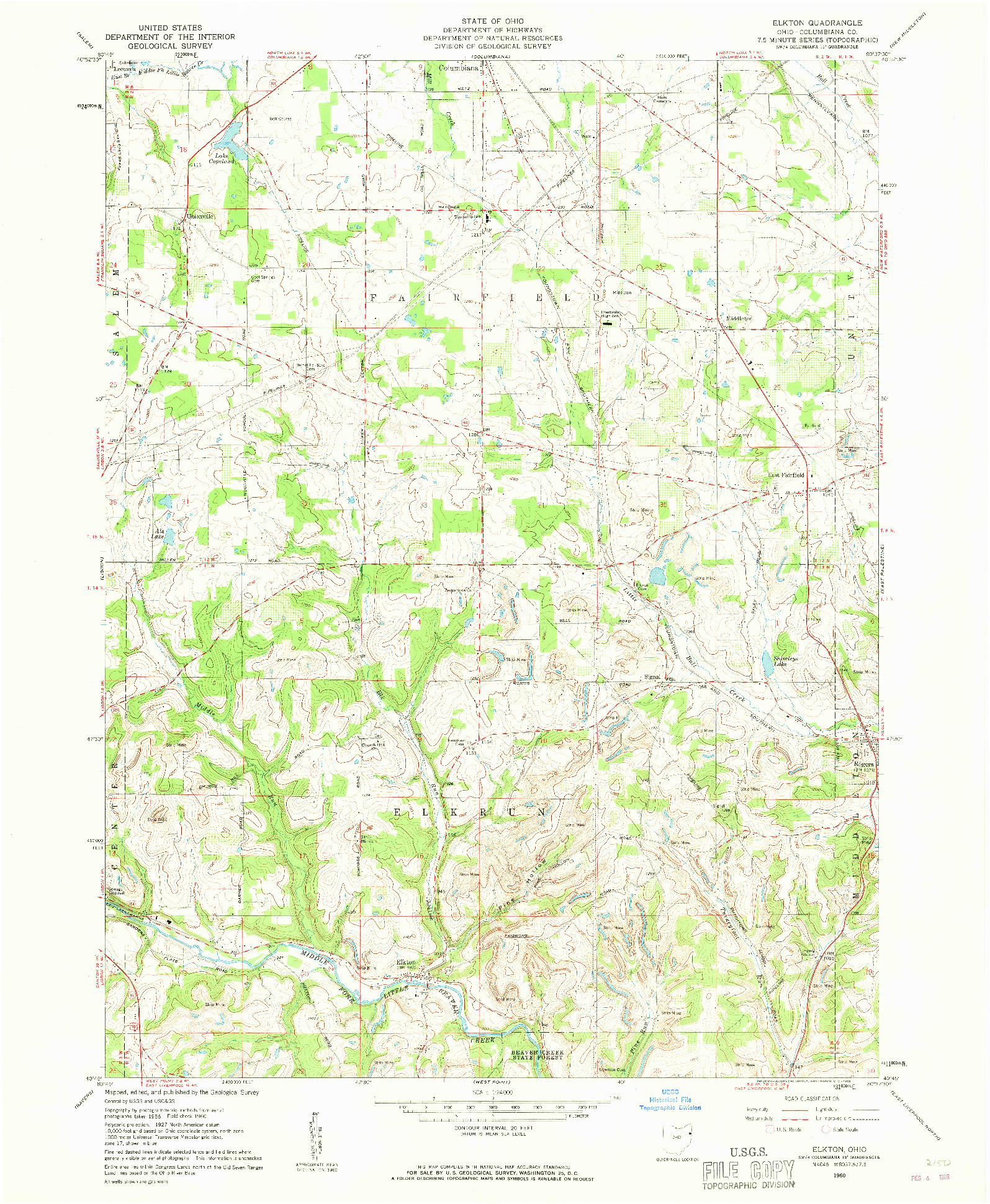 USGS 1:24000-SCALE QUADRANGLE FOR ELKTON, OH 1960