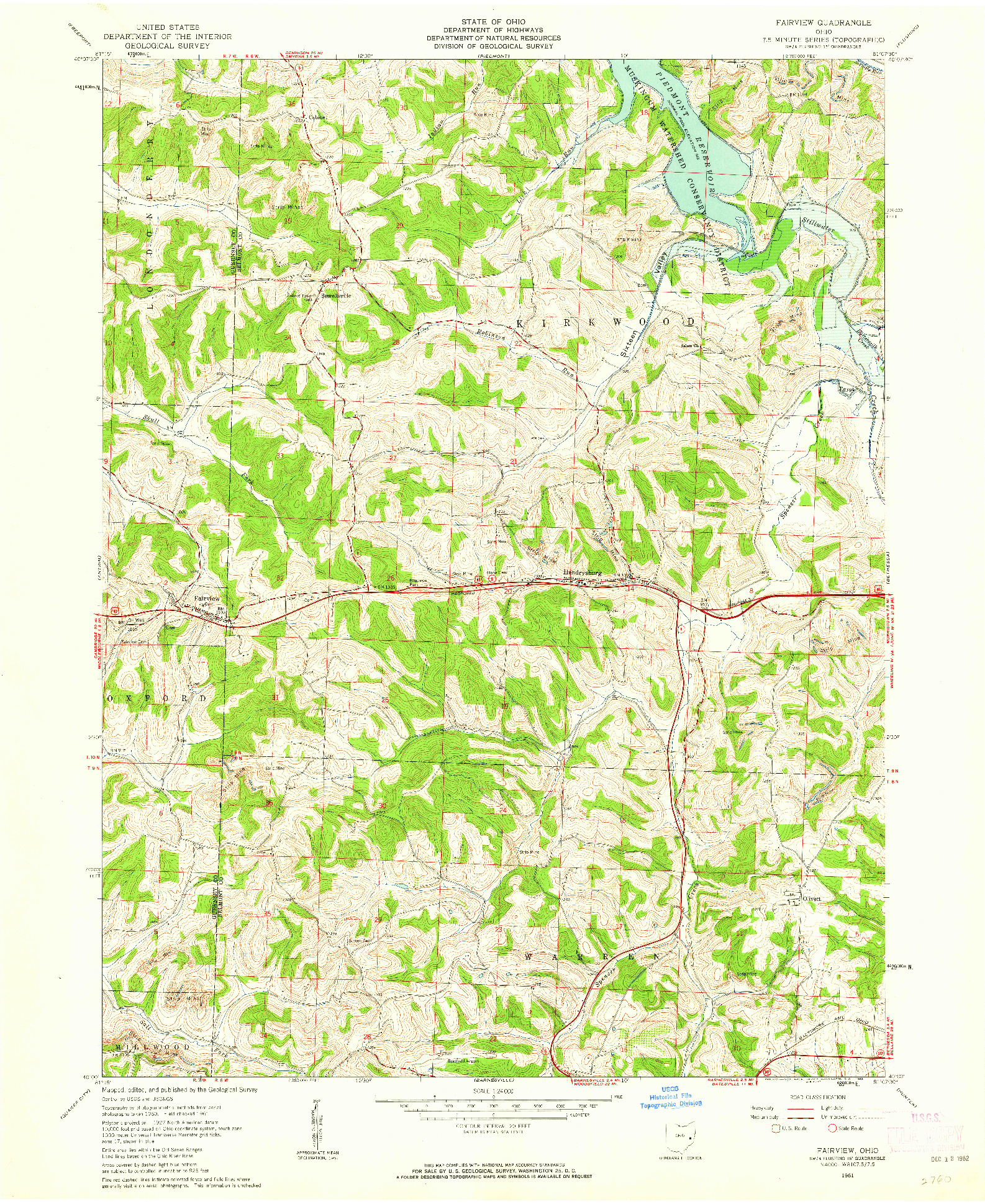 USGS 1:24000-SCALE QUADRANGLE FOR FAIRVIEW, OH 1961