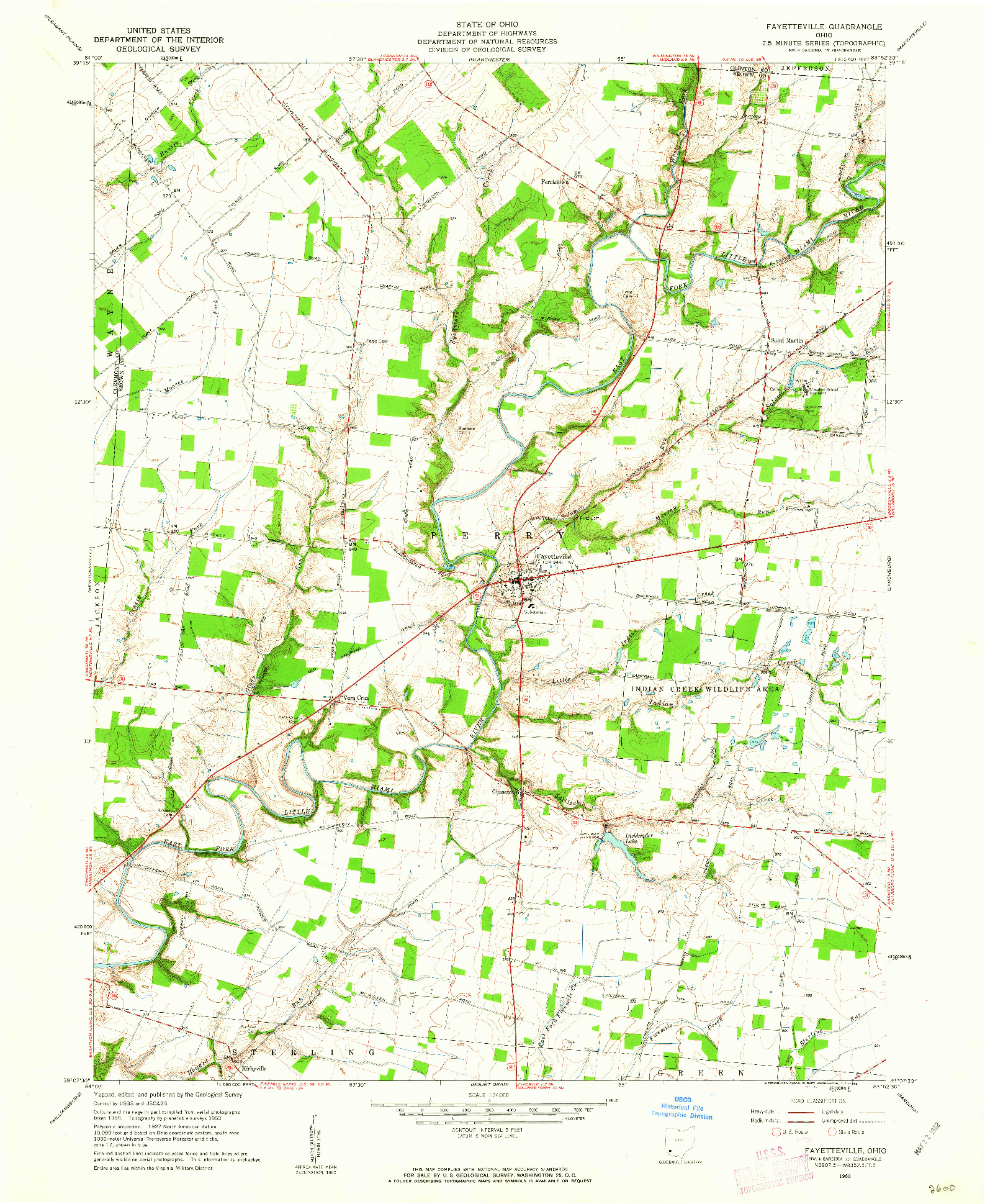 USGS 1:24000-SCALE QUADRANGLE FOR FAYETTEVILLE, OH 1960