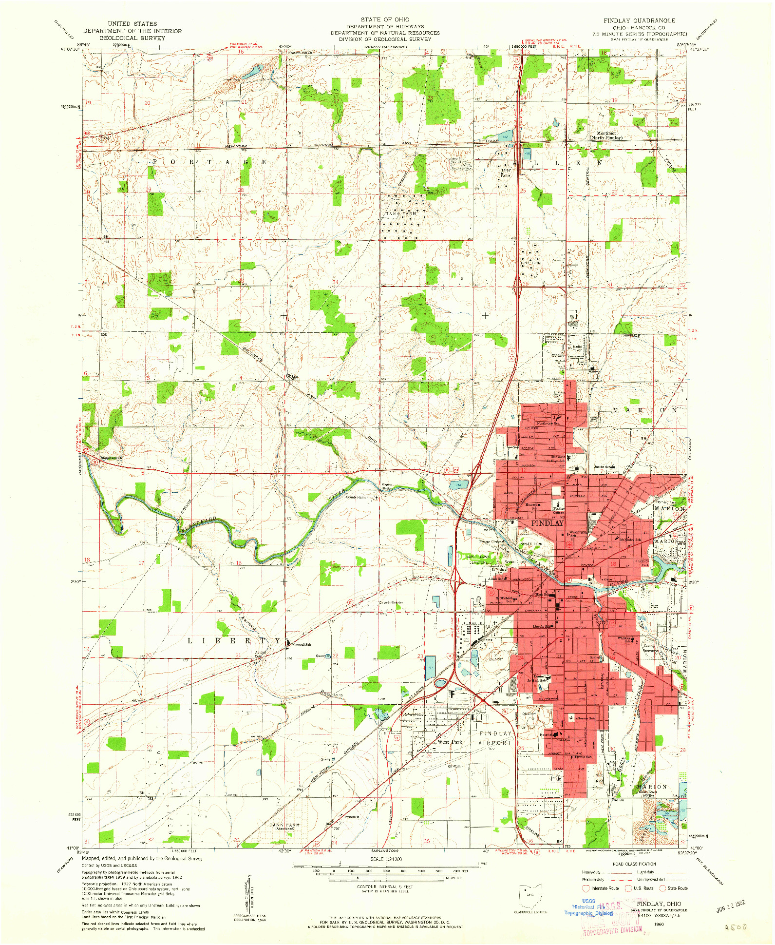 USGS 1:24000-SCALE QUADRANGLE FOR FINDLAY, OH 1960