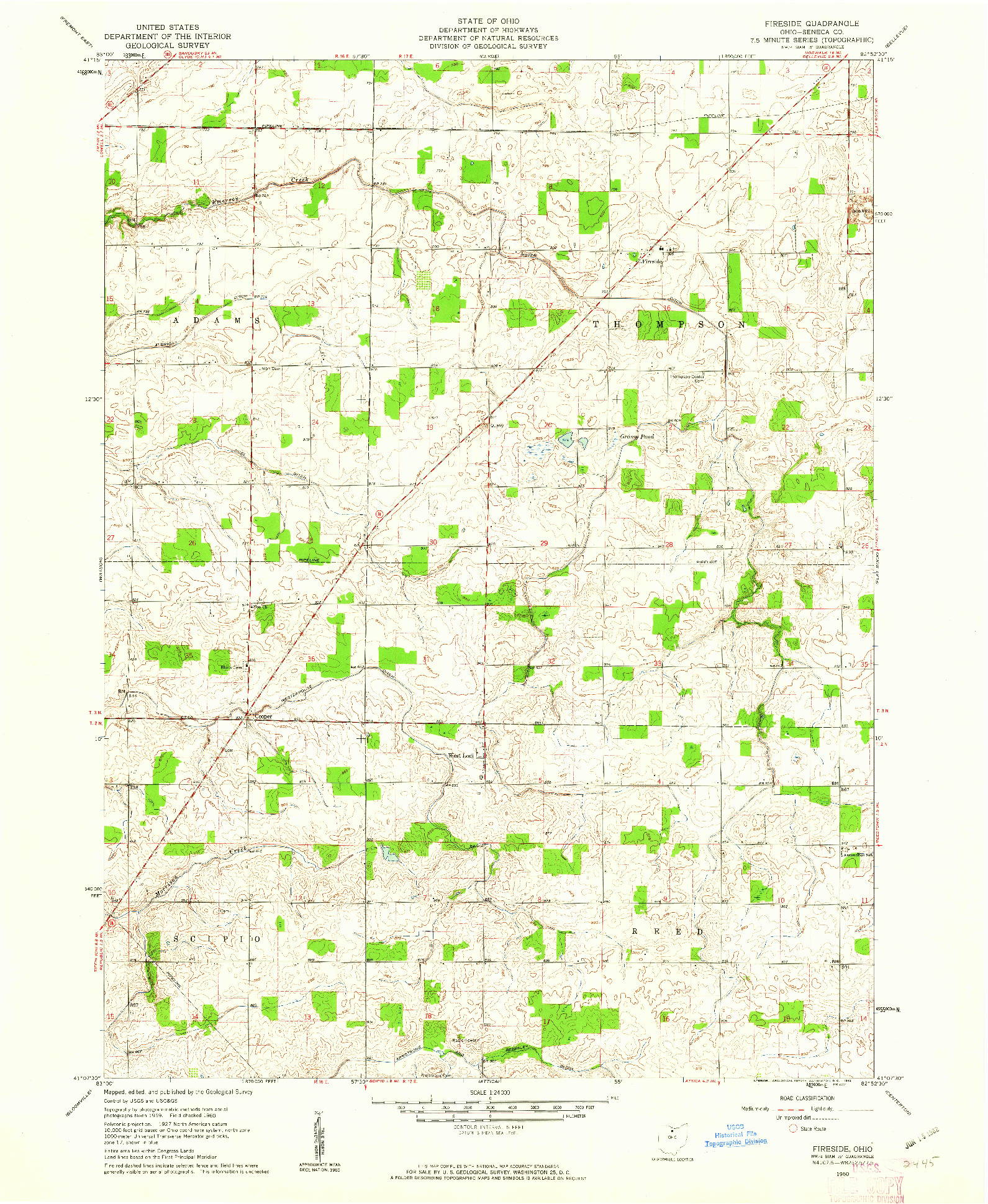 USGS 1:24000-SCALE QUADRANGLE FOR FIRESIDE, OH 1960