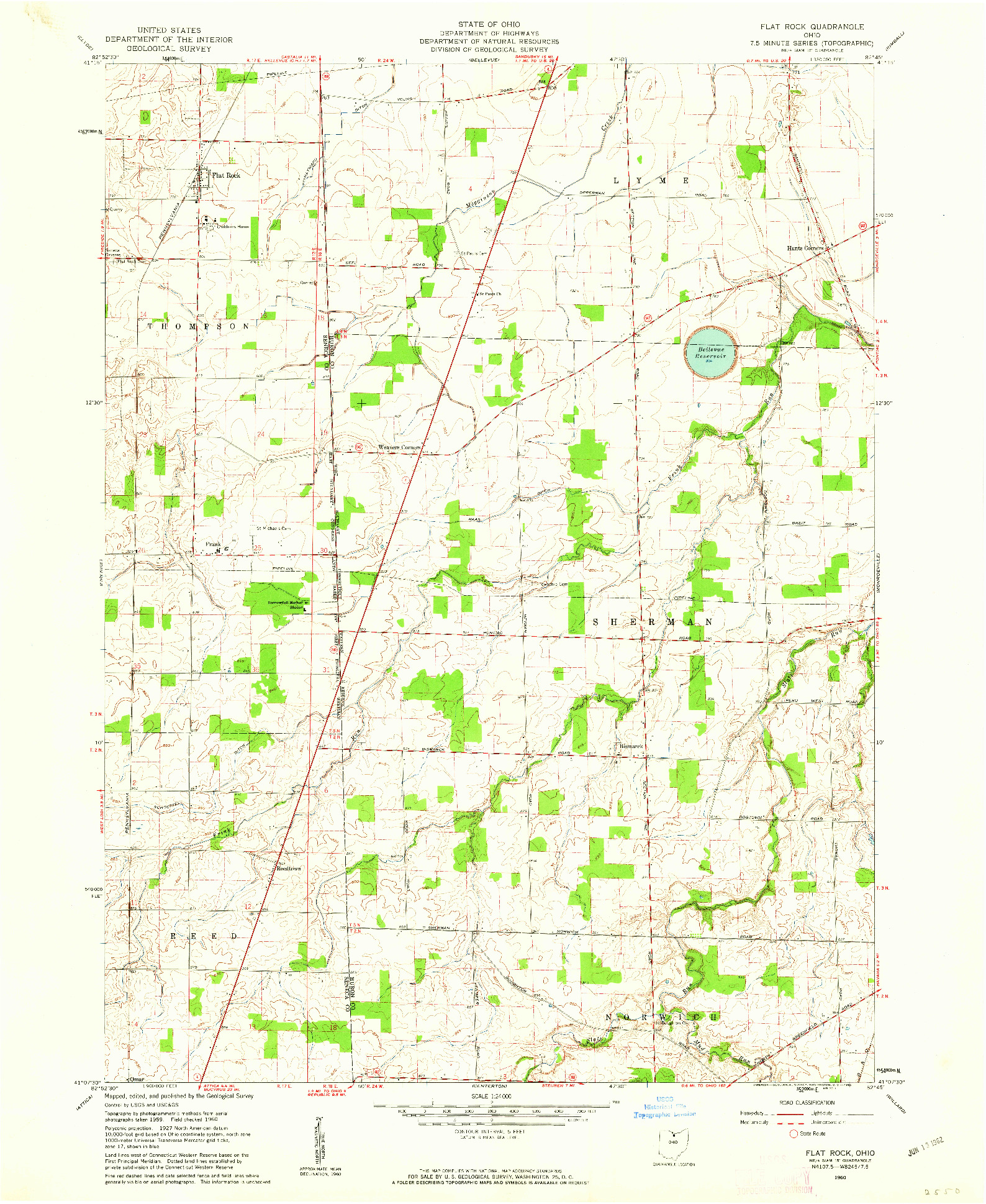 USGS 1:24000-SCALE QUADRANGLE FOR FLAT ROCK, OH 1960