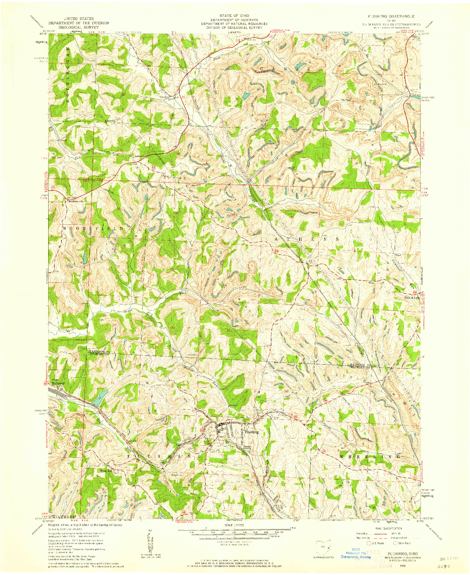 USGS 1:24000-SCALE QUADRANGLE FOR FLUSHING, OH 1961