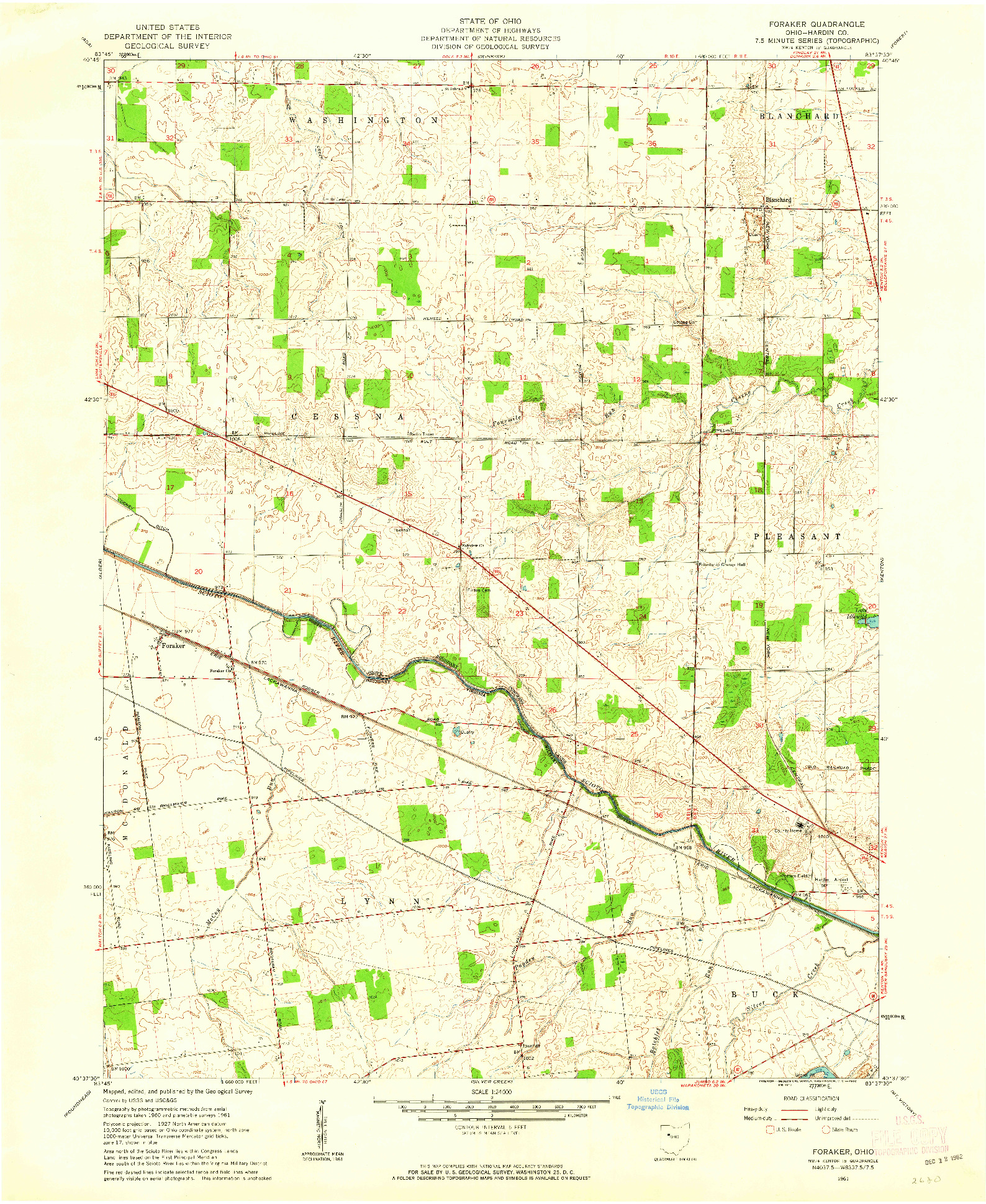 USGS 1:24000-SCALE QUADRANGLE FOR FORAKER, OH 1961