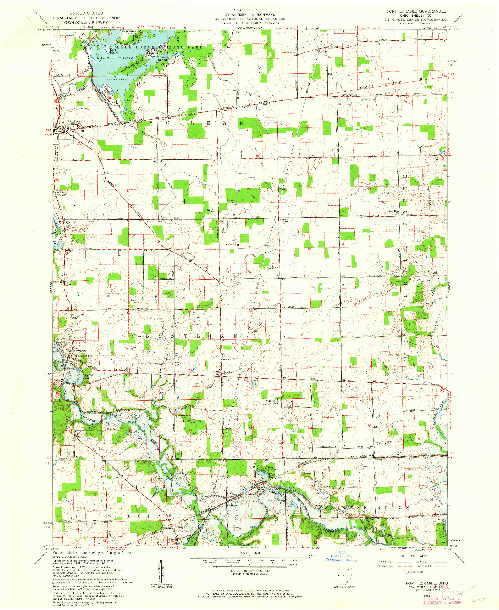 USGS 1:24000-SCALE QUADRANGLE FOR FORT LORAMIE, OH 1961