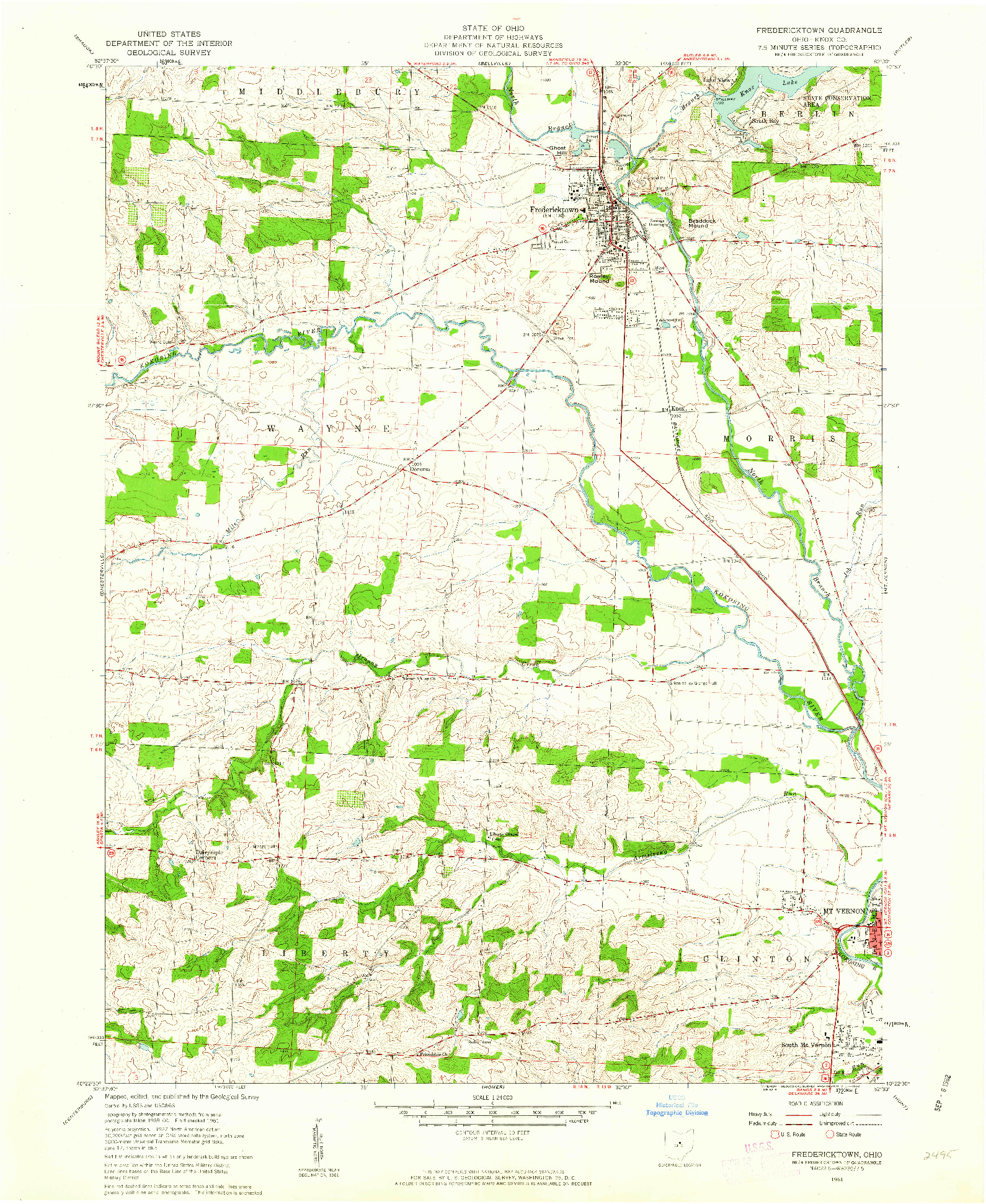 USGS 1:24000-SCALE QUADRANGLE FOR FREDERICKTOWN, OH 1961