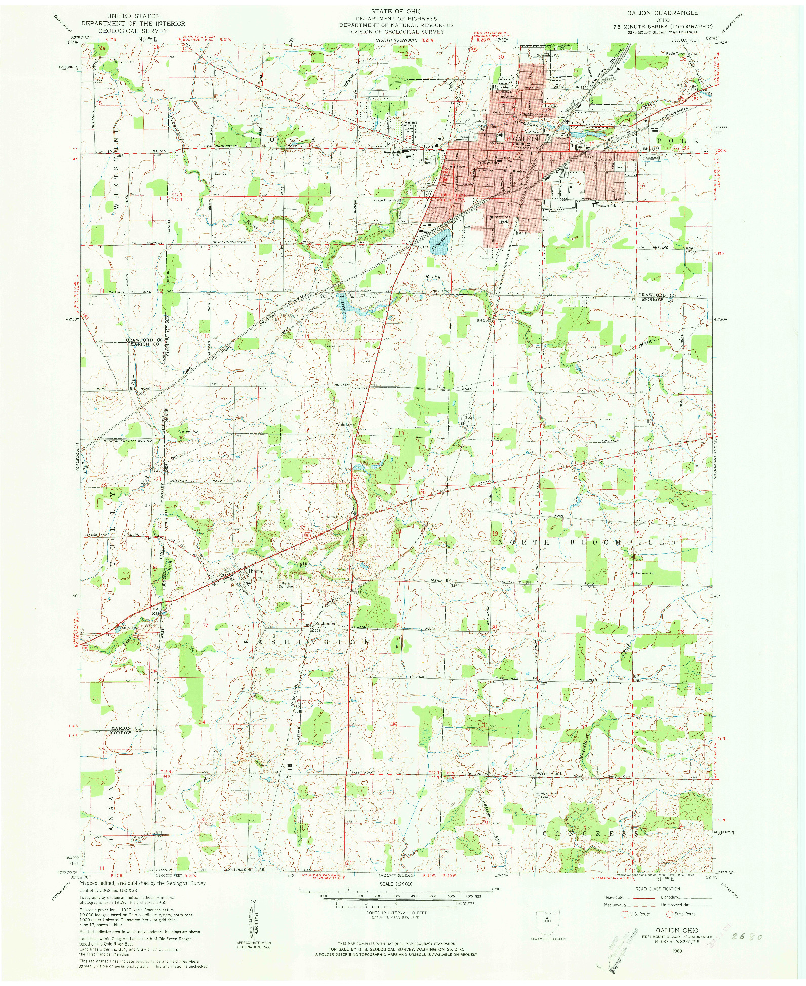 USGS 1:24000-SCALE QUADRANGLE FOR GALION, OH 1960