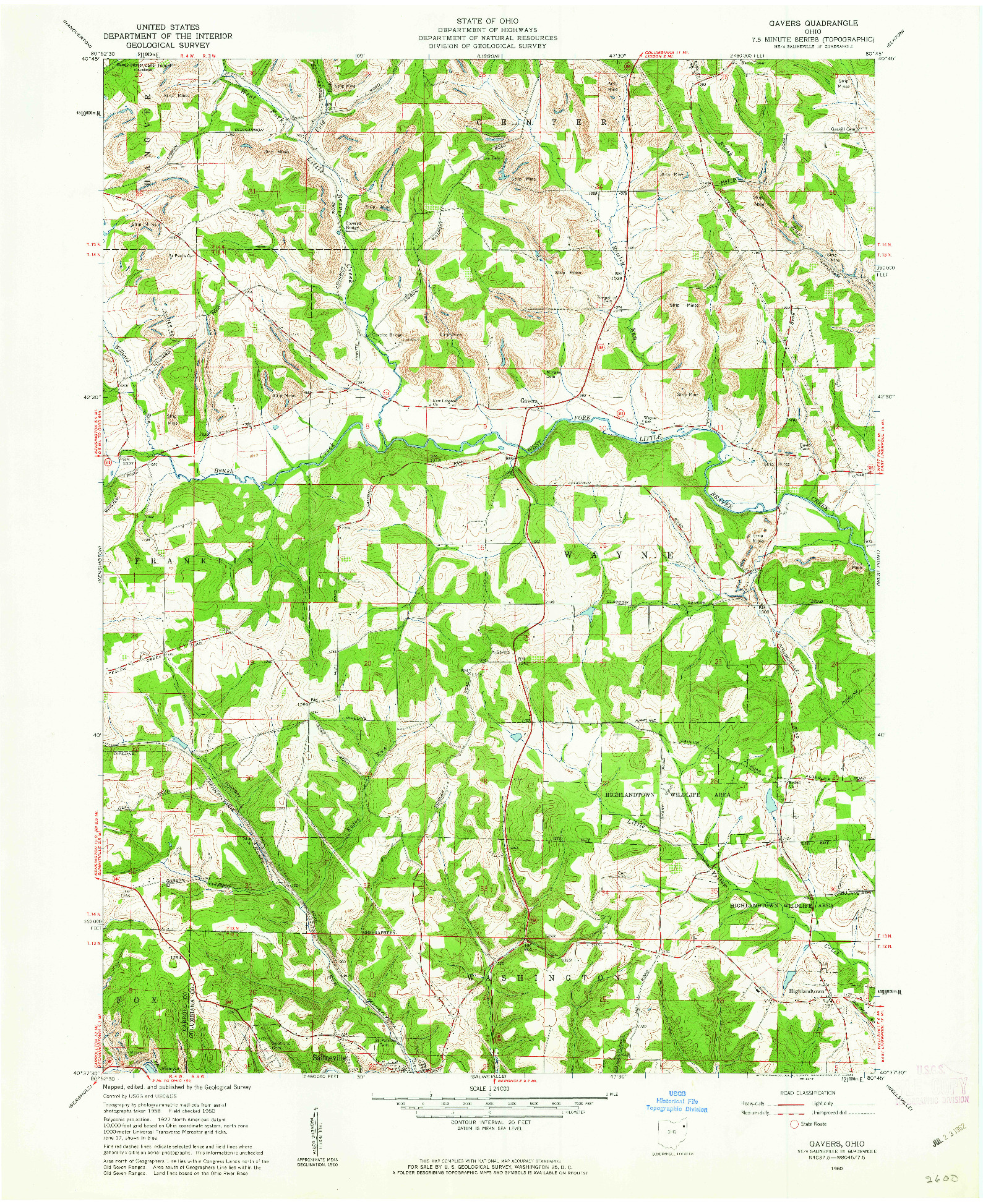 USGS 1:24000-SCALE QUADRANGLE FOR GAVERS, OH 1960