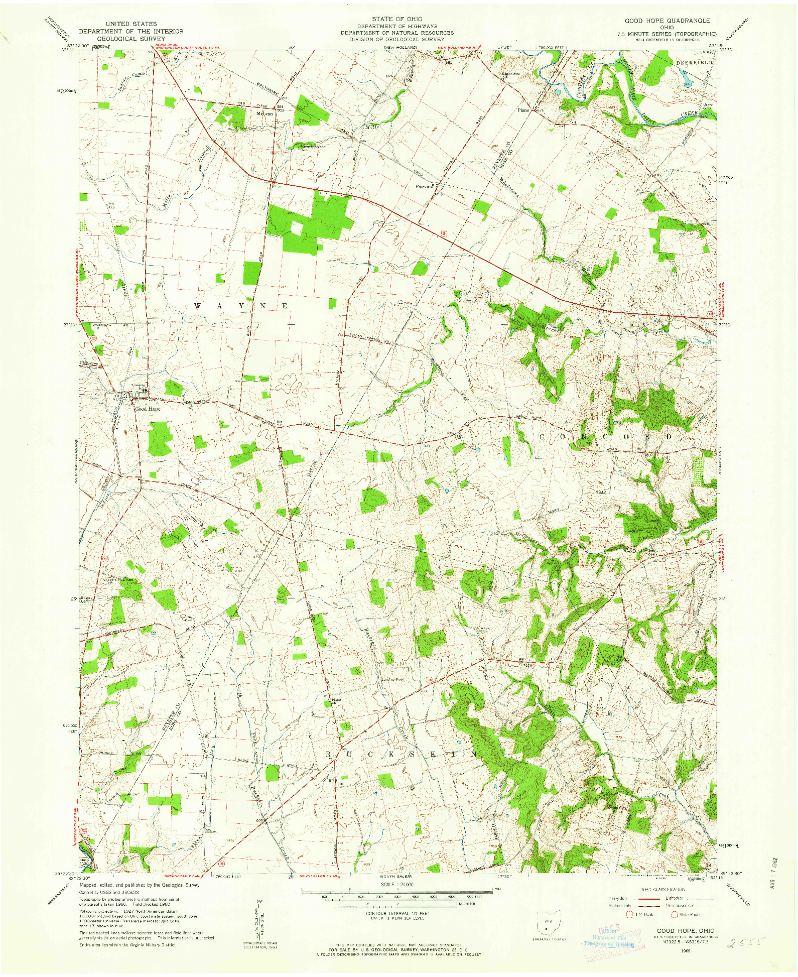 USGS 1:24000-SCALE QUADRANGLE FOR GOOD HOPE, OH 1960