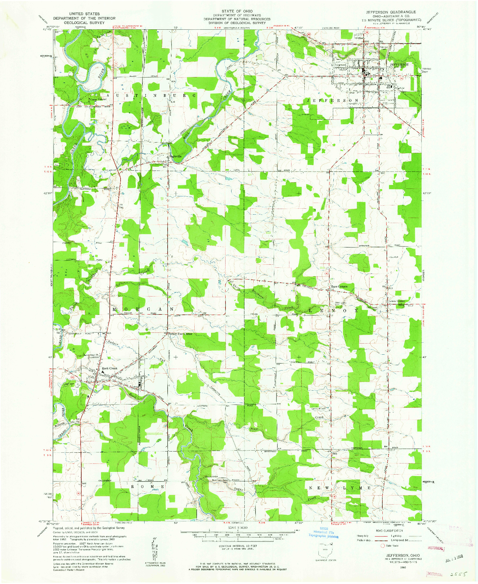 USGS 1:24000-SCALE QUADRANGLE FOR JEFFERSON, OH 1960