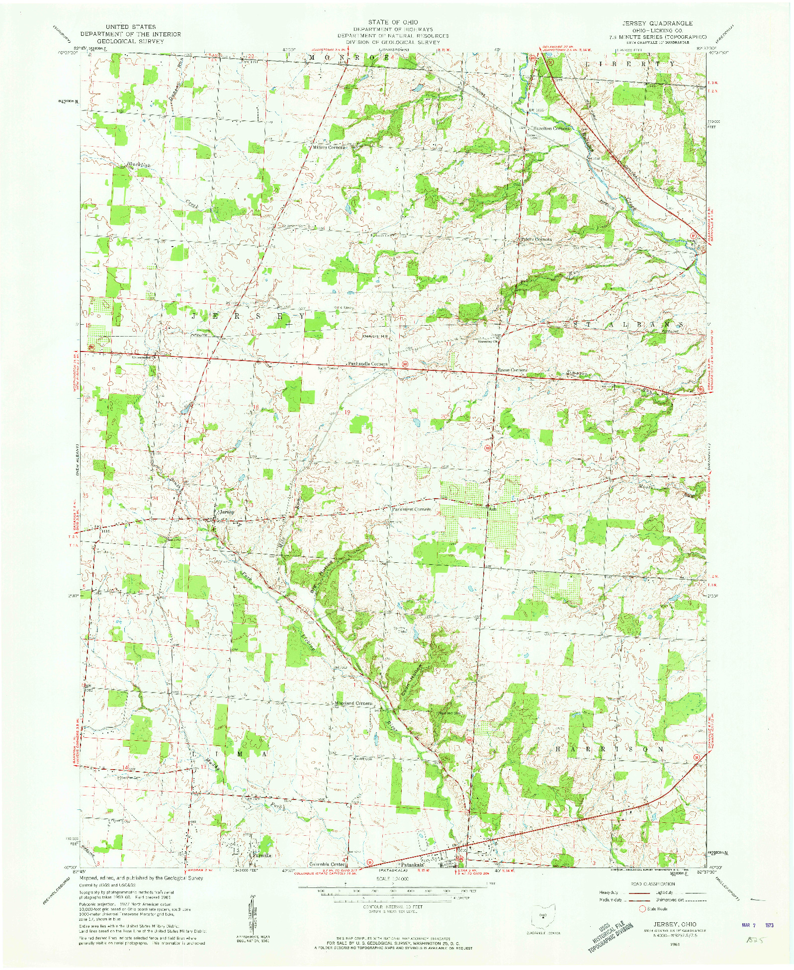USGS 1:24000-SCALE QUADRANGLE FOR JERSEY, OH 1961