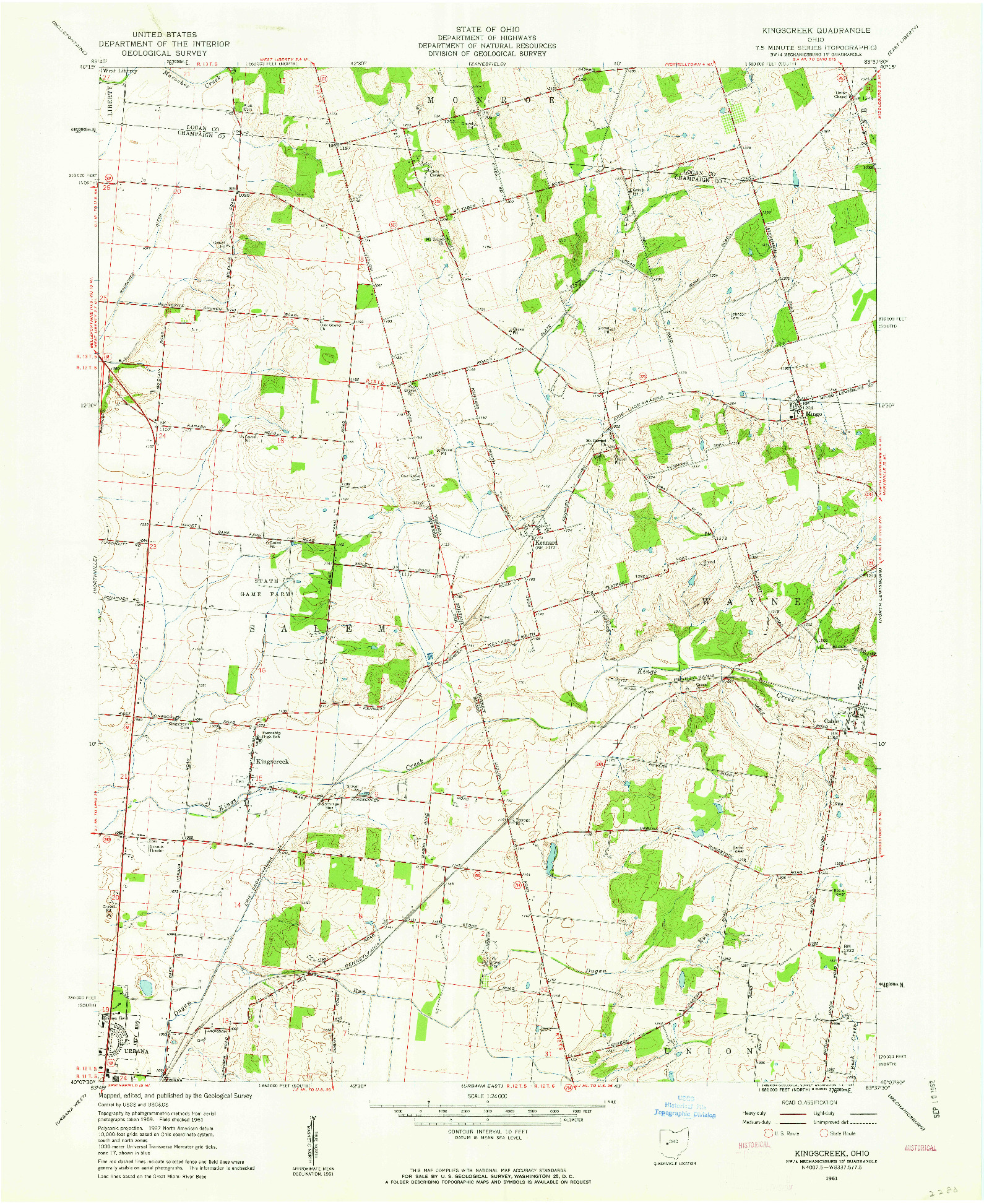 USGS 1:24000-SCALE QUADRANGLE FOR KINGSCREEK, OH 1961