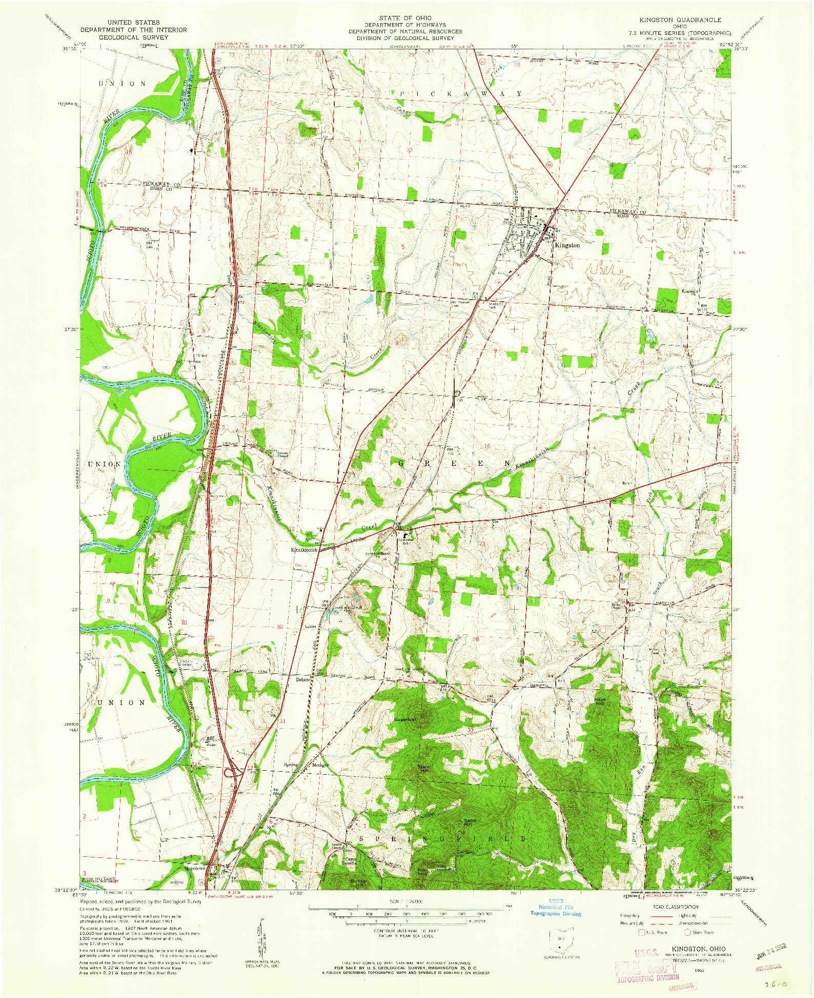 USGS 1:24000-SCALE QUADRANGLE FOR KINGSTON, OH 1961
