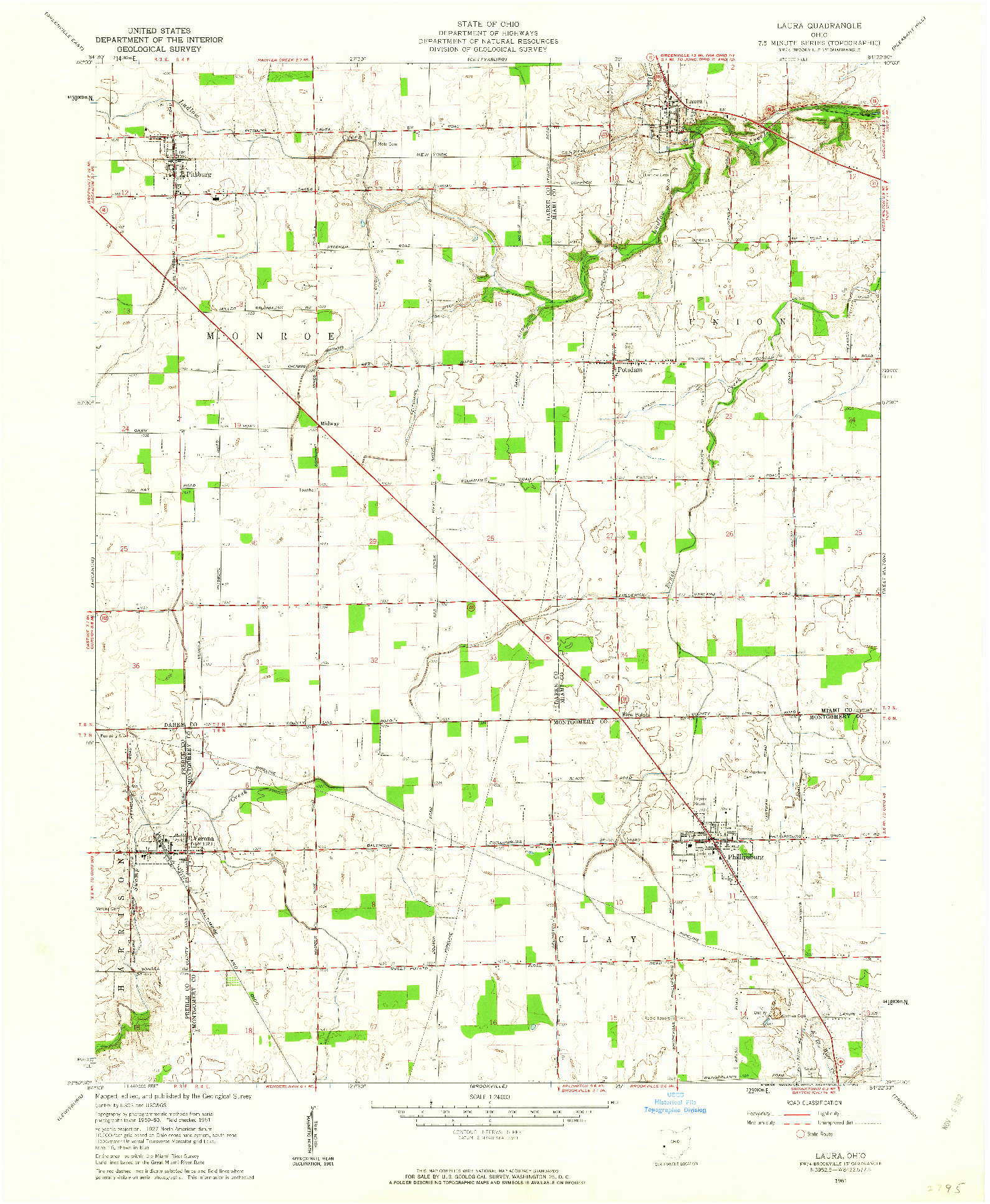 USGS 1:24000-SCALE QUADRANGLE FOR LAURA, OH 1961