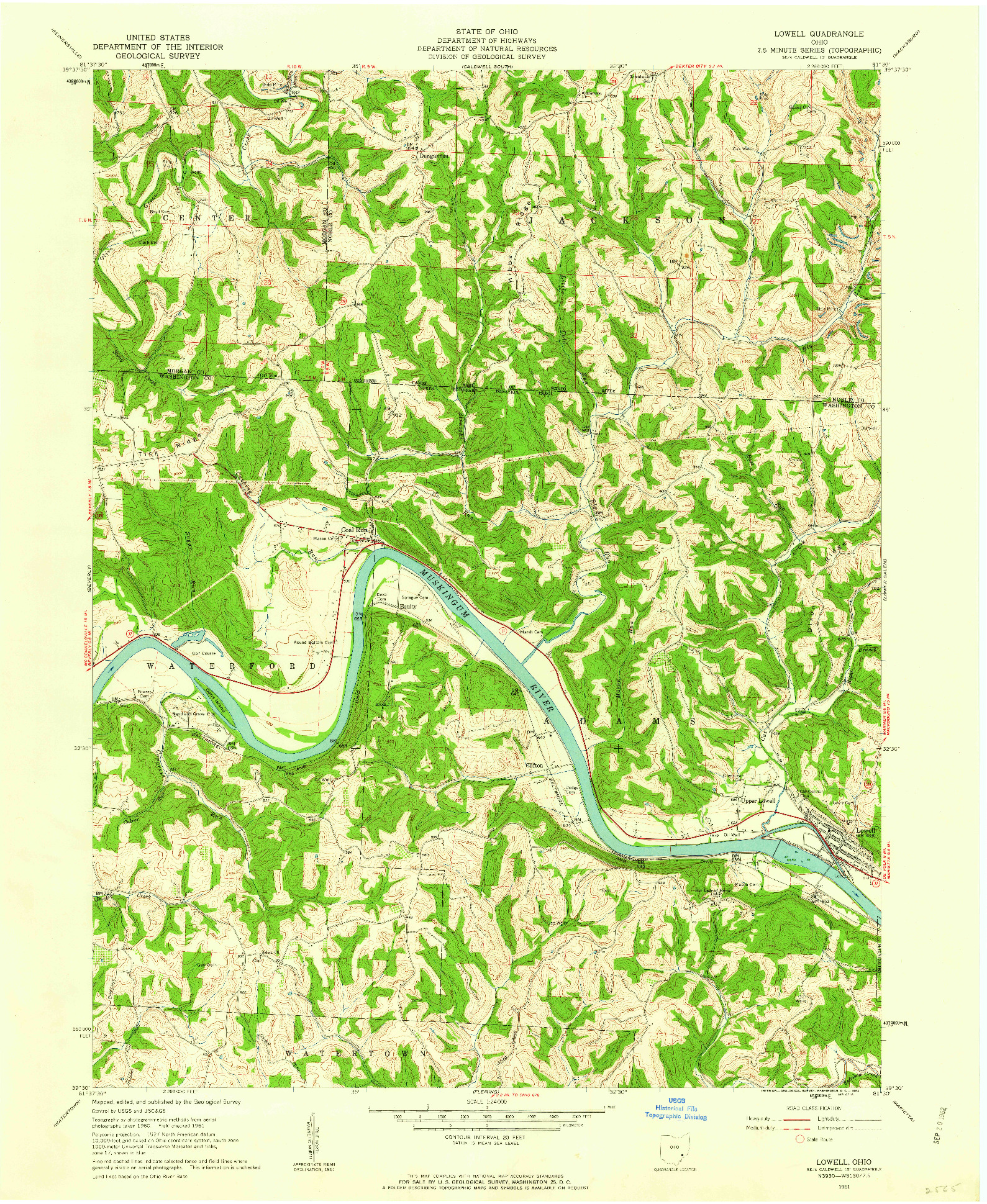 USGS 1:24000-SCALE QUADRANGLE FOR LOWELL, OH 1961