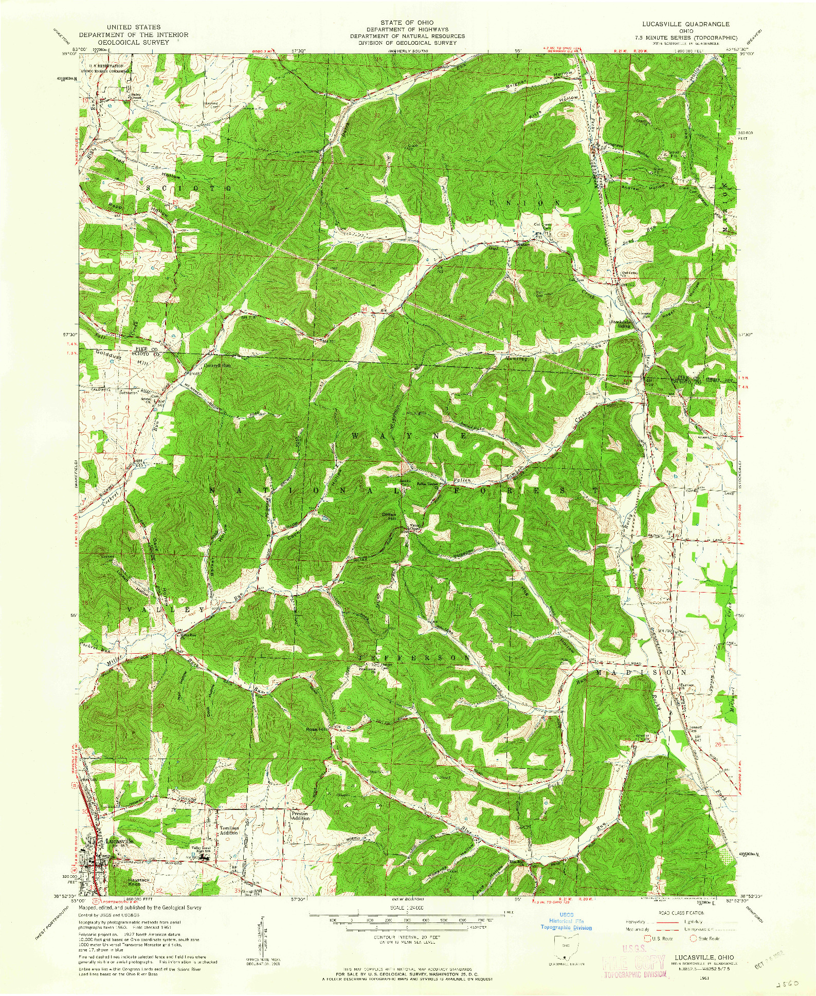 USGS 1:24000-SCALE QUADRANGLE FOR LUCASVILLE, OH 1961