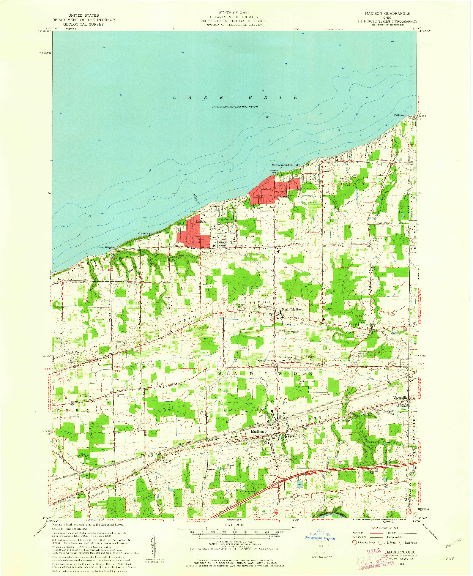 USGS 1:24000-SCALE QUADRANGLE FOR MADISON, OH 1960