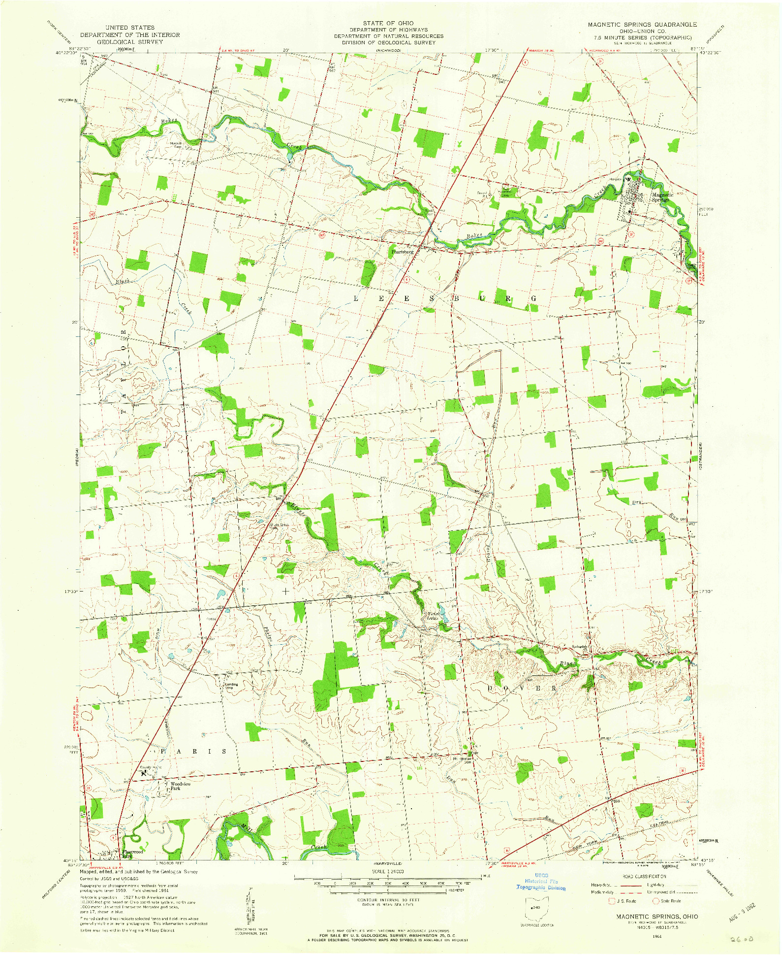 USGS 1:24000-SCALE QUADRANGLE FOR MAGNETIC SPRINGS, OH 1961