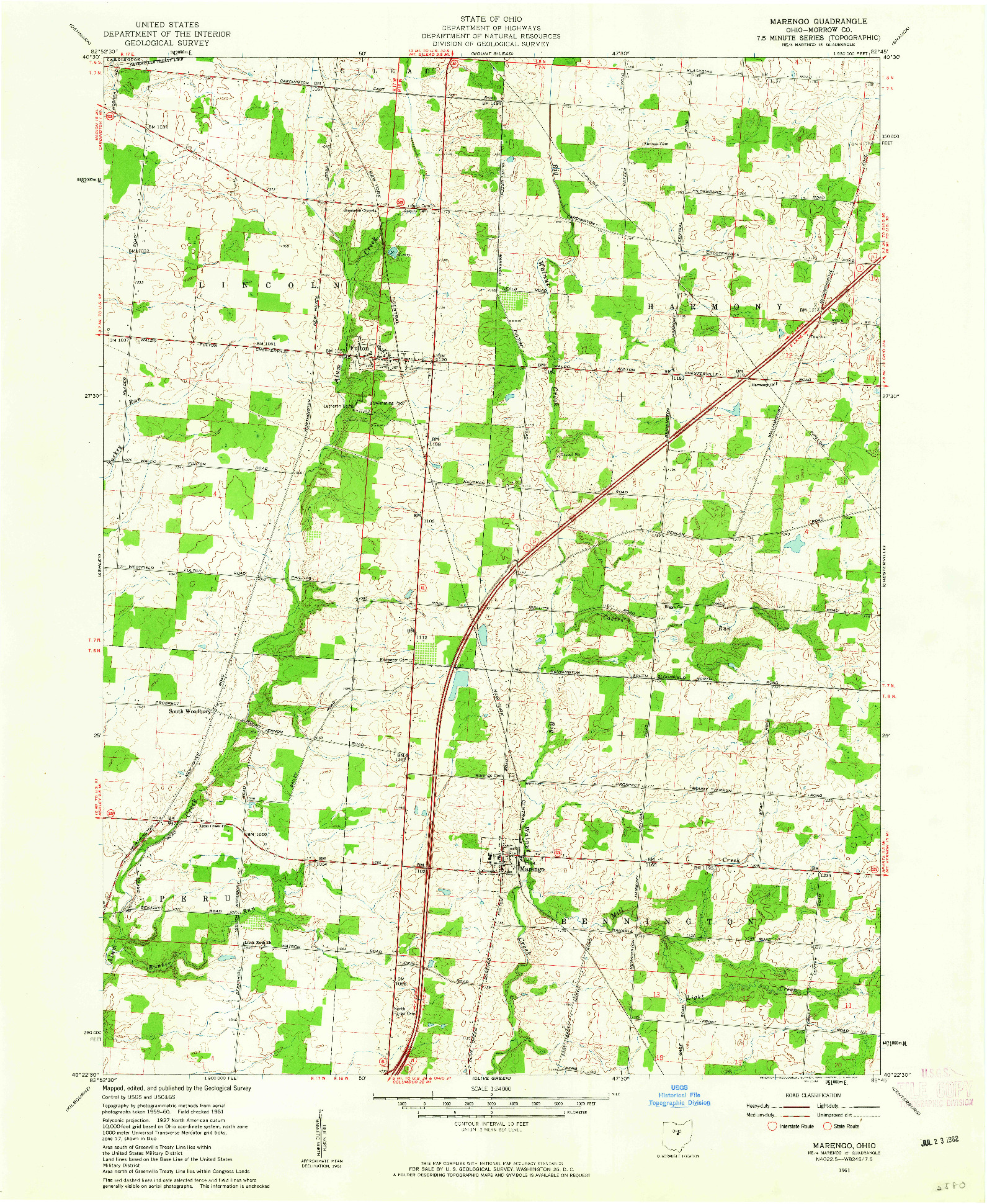 USGS 1:24000-SCALE QUADRANGLE FOR MARENGO, OH 1961