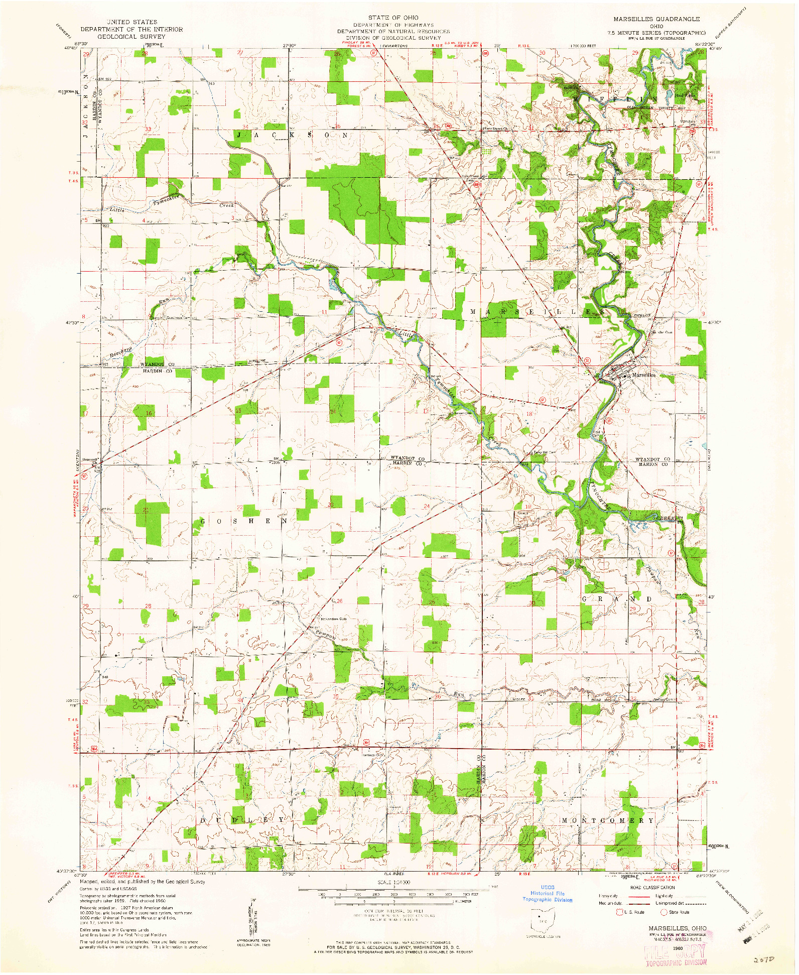 USGS 1:24000-SCALE QUADRANGLE FOR MARSEILLES, OH 1960