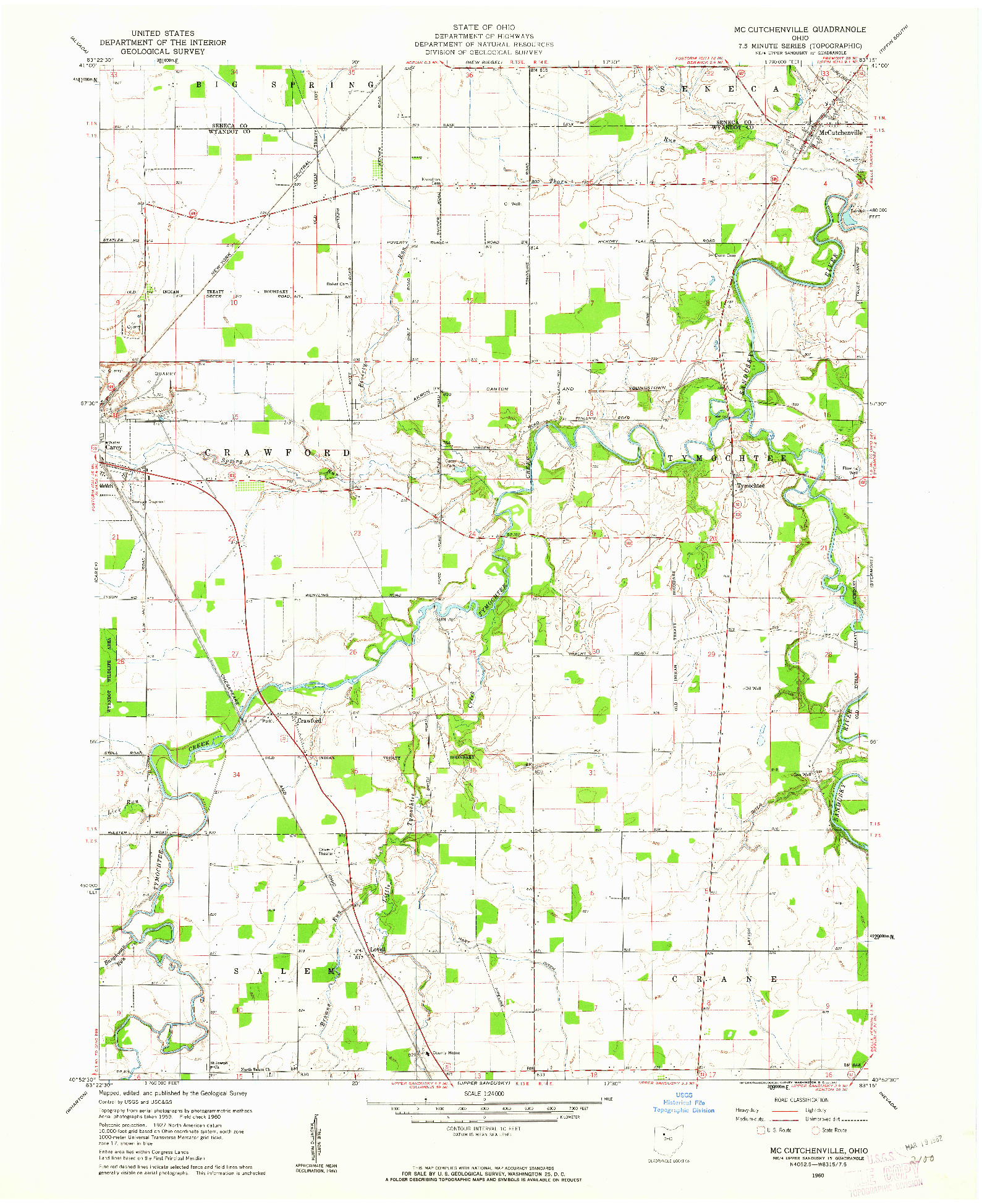 USGS 1:24000-SCALE QUADRANGLE FOR MC CUTCHENVILLE, OH 1960