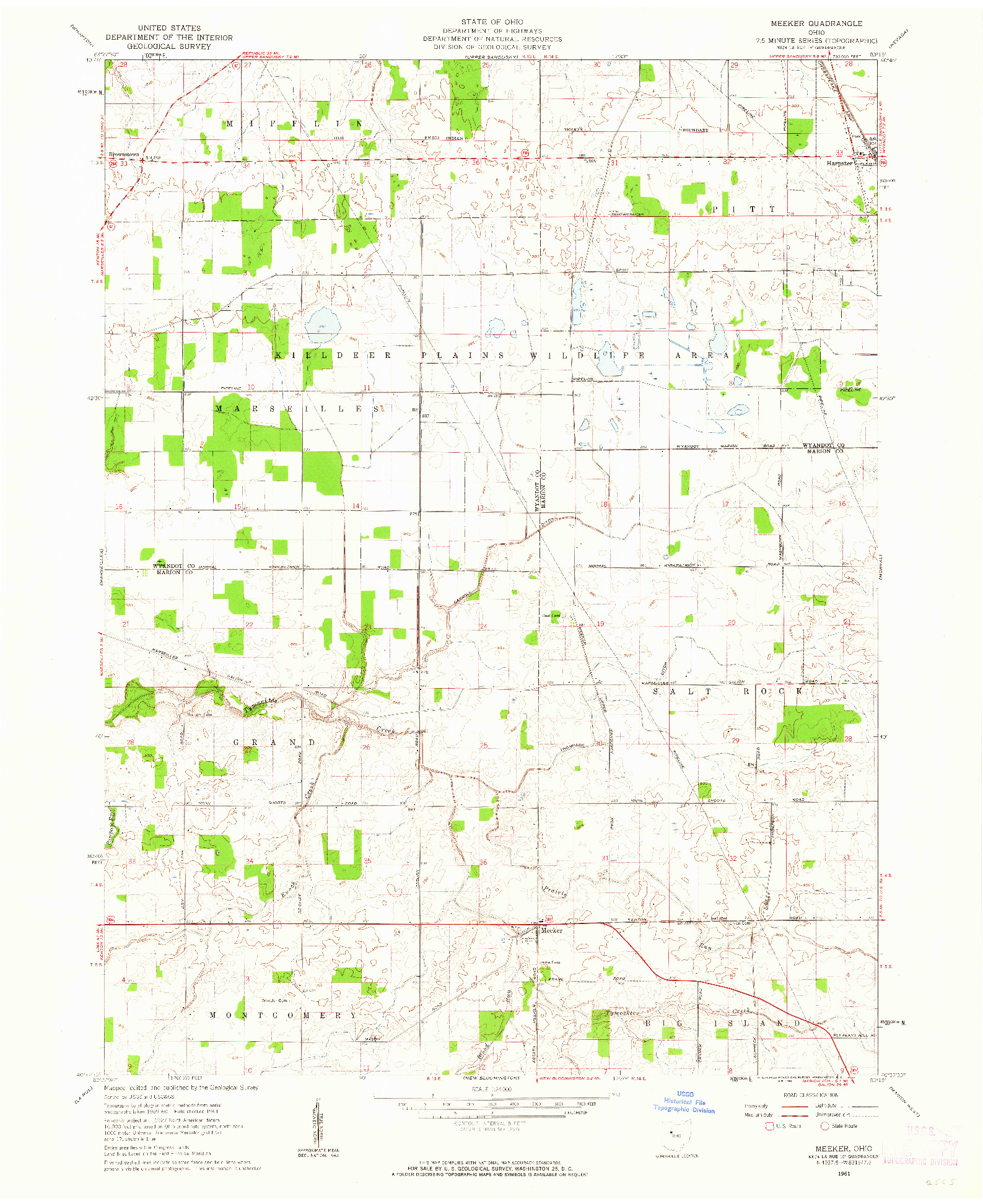 USGS 1:24000-SCALE QUADRANGLE FOR MEEKER, OH 1961
