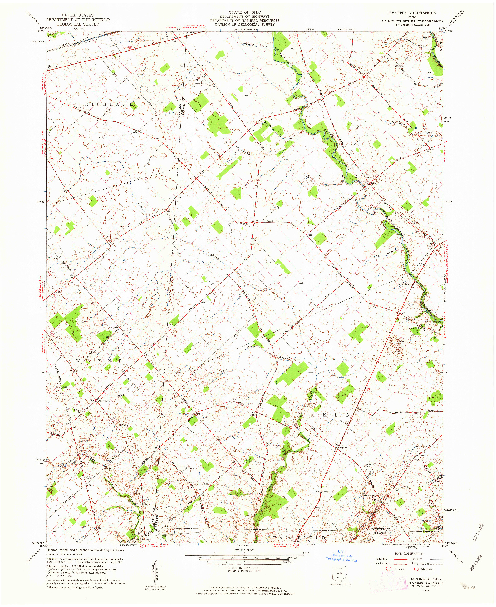 USGS 1:24000-SCALE QUADRANGLE FOR MEMPHIS, OH 1961