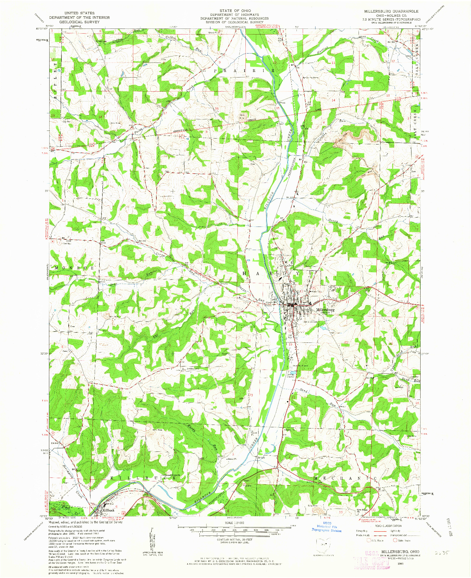 USGS 1:24000-SCALE QUADRANGLE FOR MILLERSBURG, OH 1961