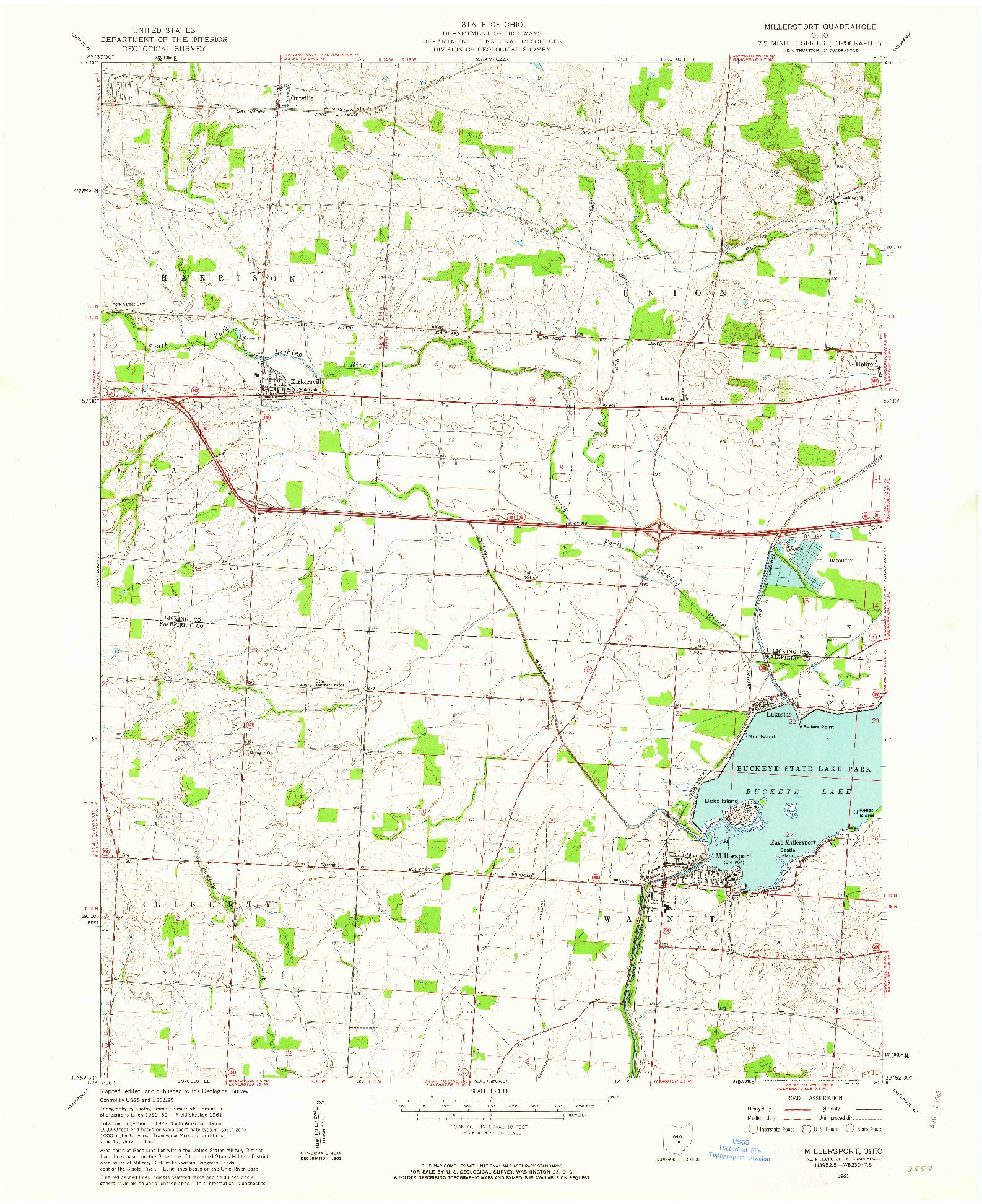 USGS 1:24000-SCALE QUADRANGLE FOR MILLERSPORT, OH 1961