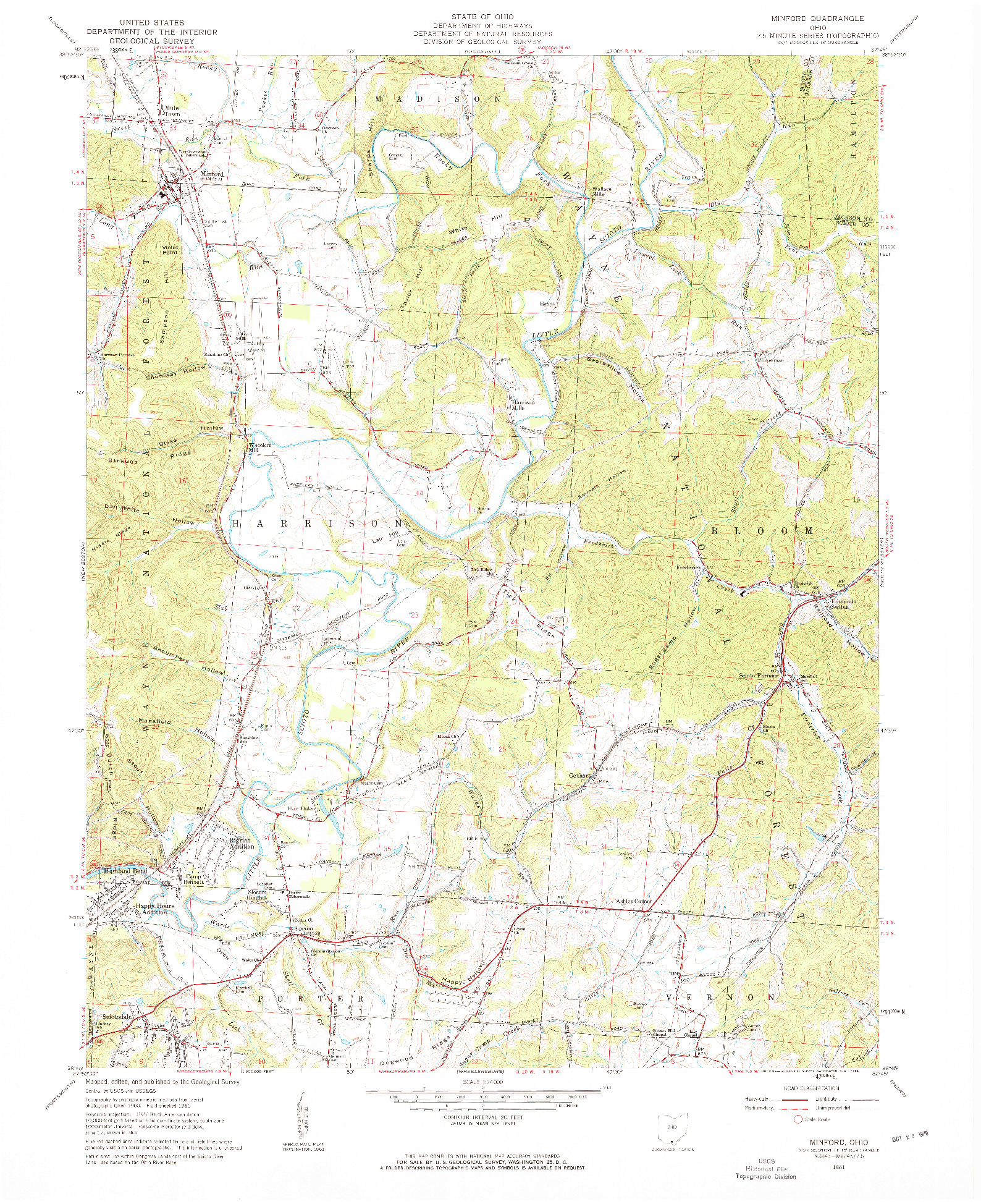 USGS 1:24000-SCALE QUADRANGLE FOR MINFORD, OH 1961