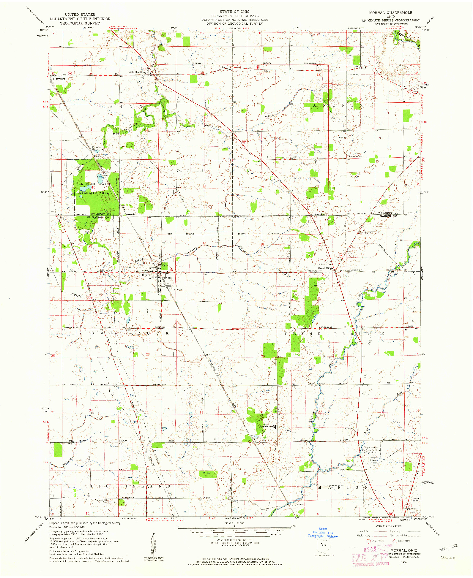 USGS 1:24000-SCALE QUADRANGLE FOR MORRAL, OH 1960