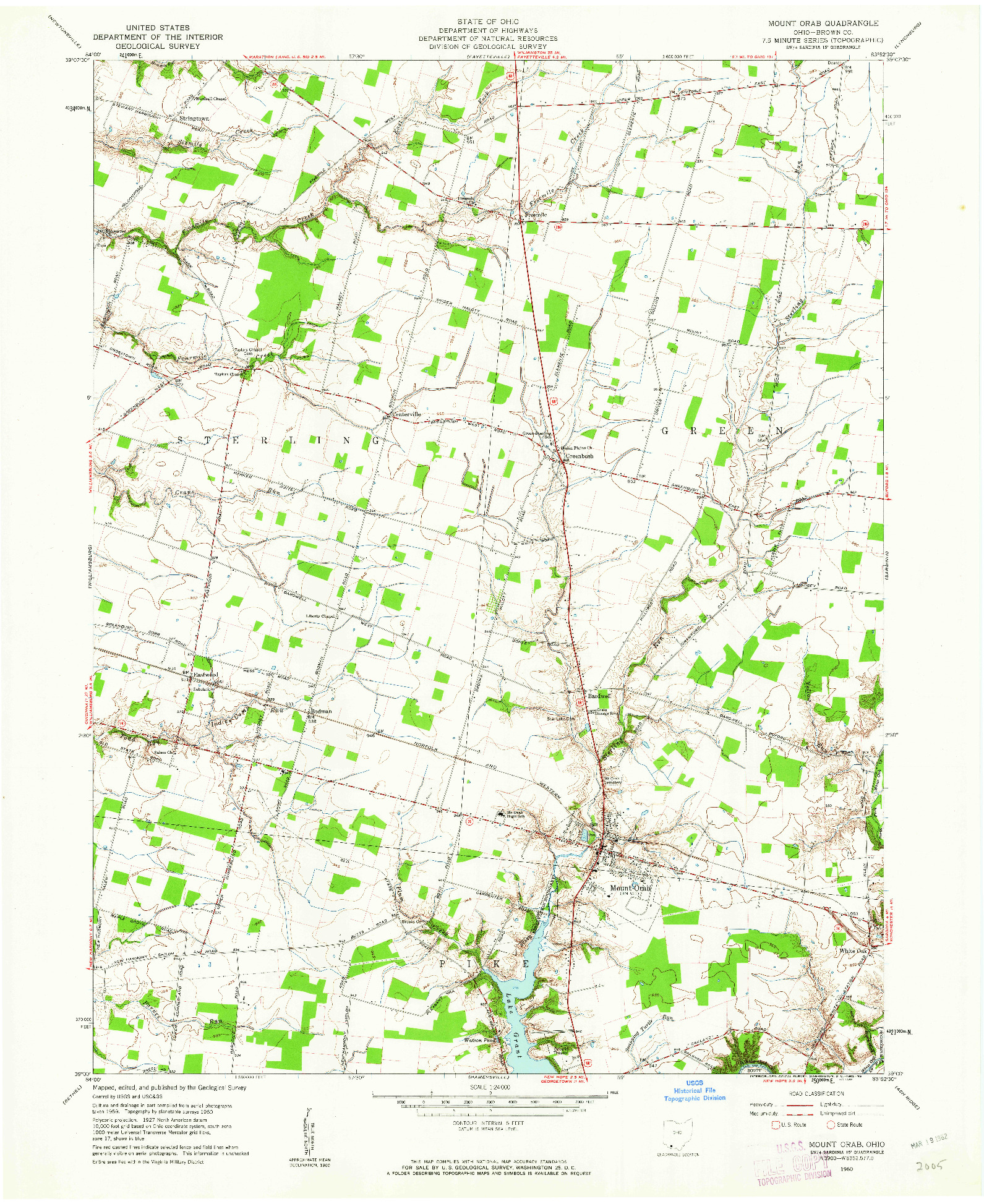 USGS 1:24000-SCALE QUADRANGLE FOR MOUNT ORAB, OH 1960