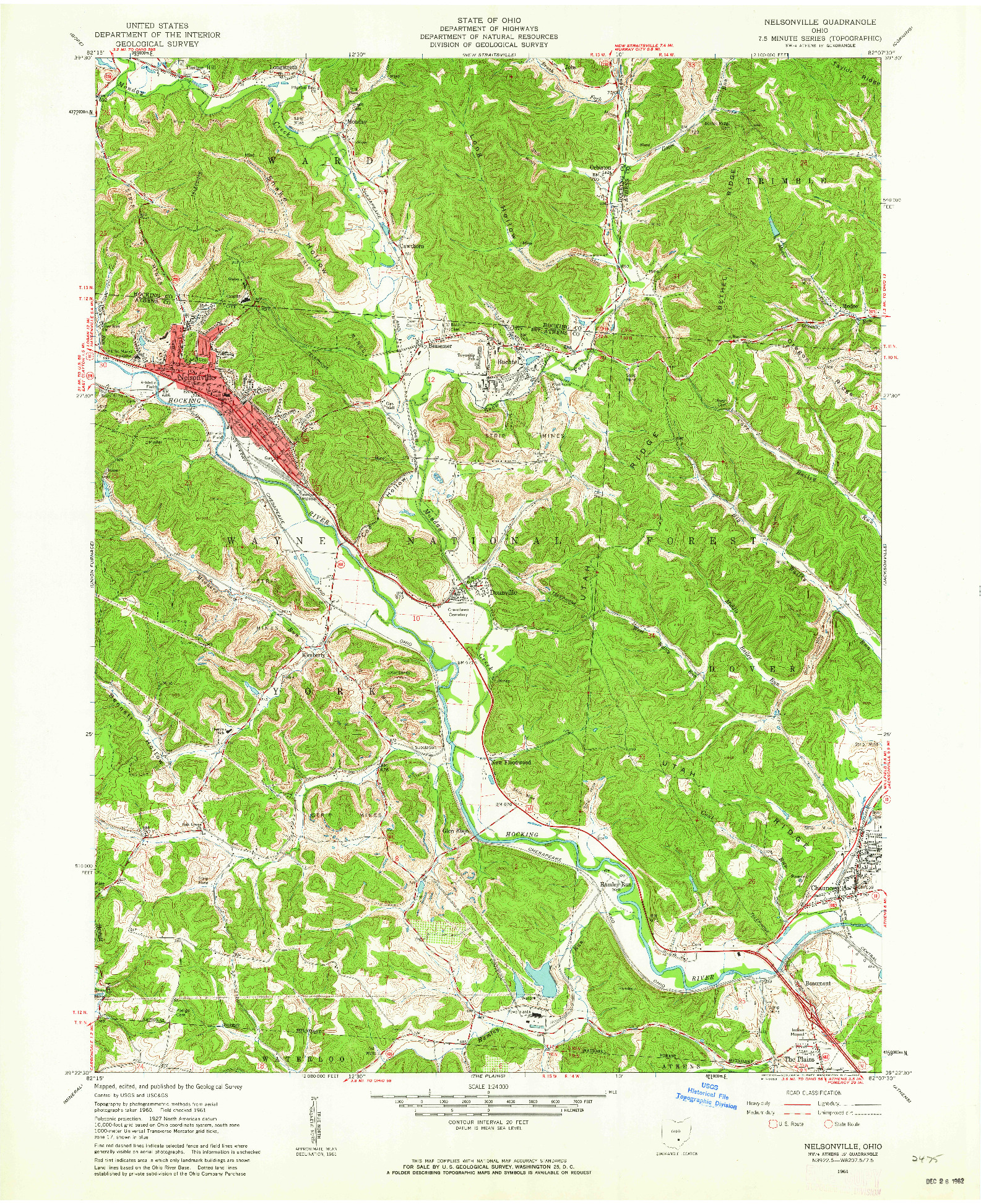 USGS 1:24000-SCALE QUADRANGLE FOR NELSONVILLE, OH 1961