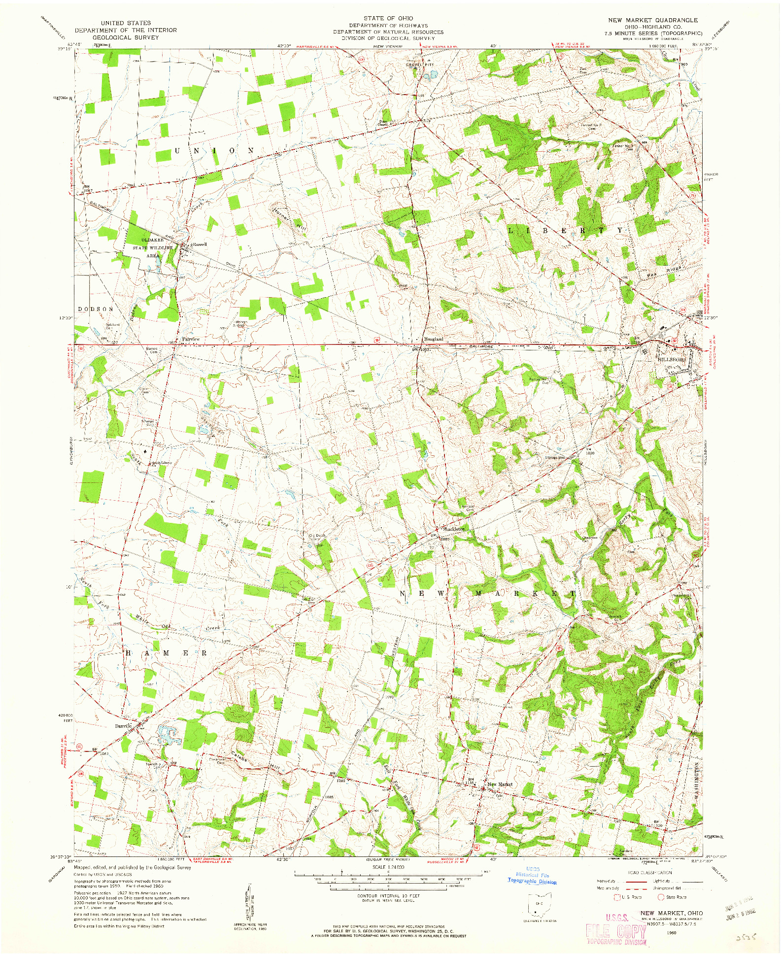 USGS 1:24000-SCALE QUADRANGLE FOR NEW MARKET, OH 1960