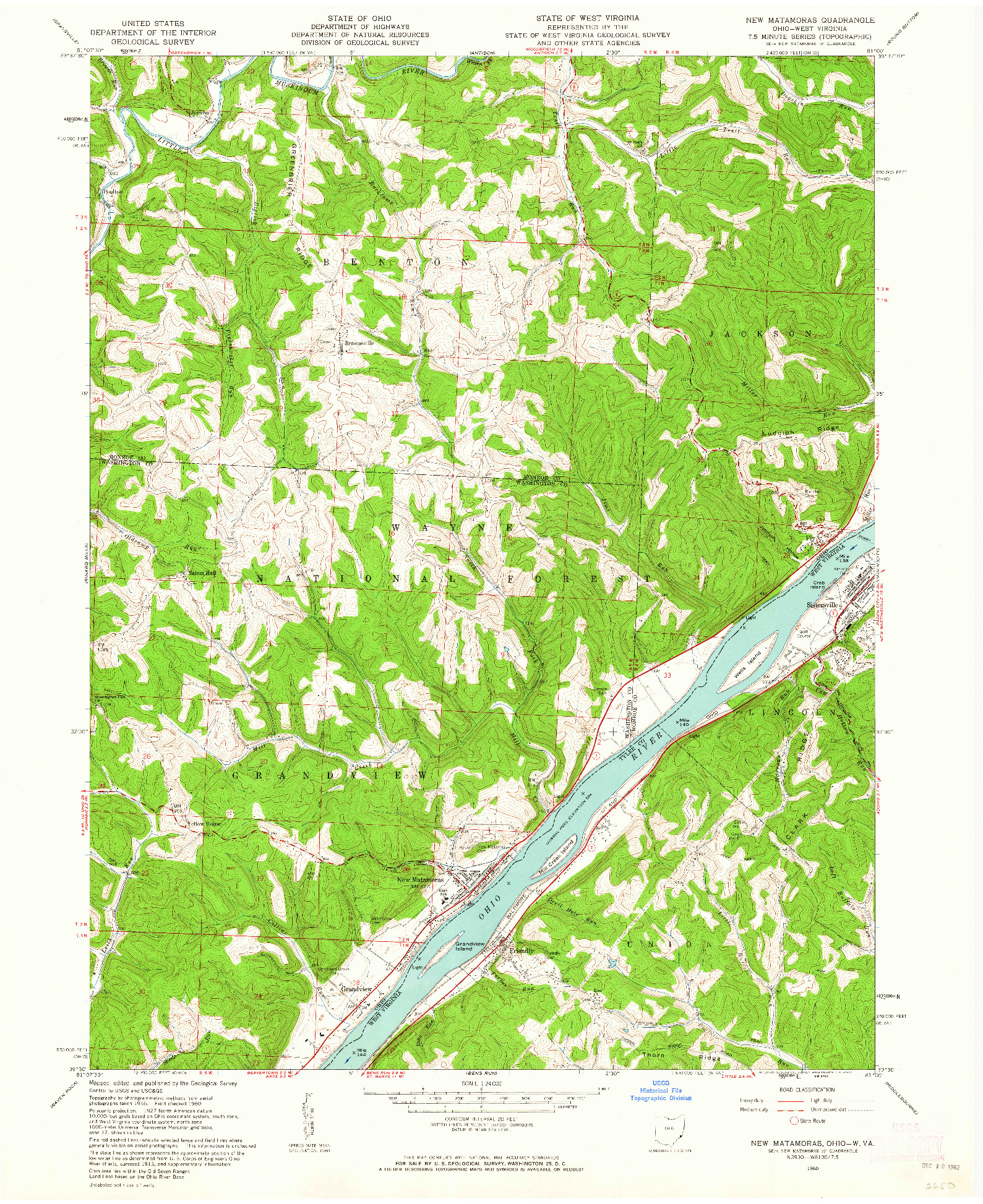 USGS 1:24000-SCALE QUADRANGLE FOR NEW MATAMORAS, OH 1960