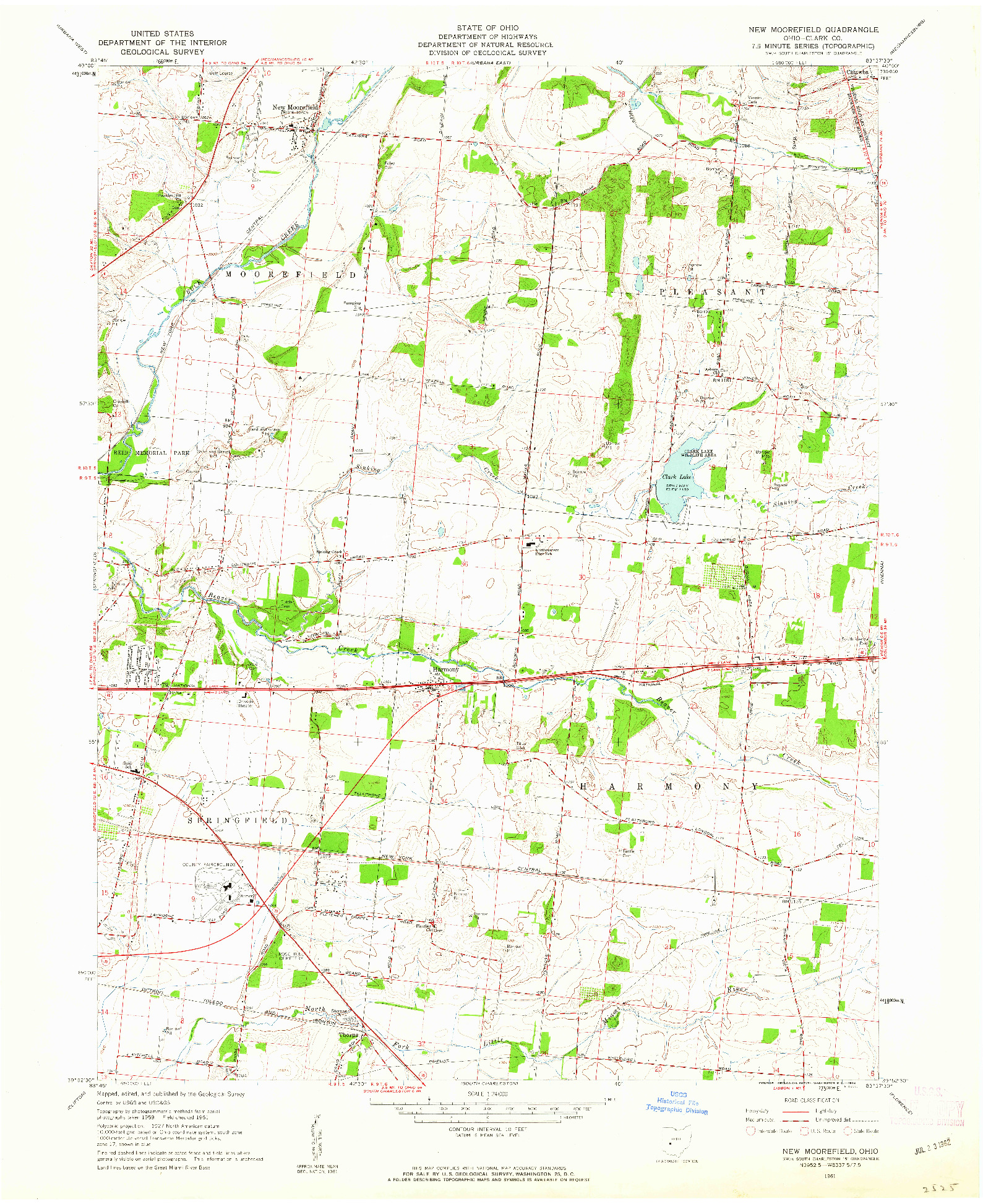 USGS 1:24000-SCALE QUADRANGLE FOR NEW MOOREFIELD, OH 1961