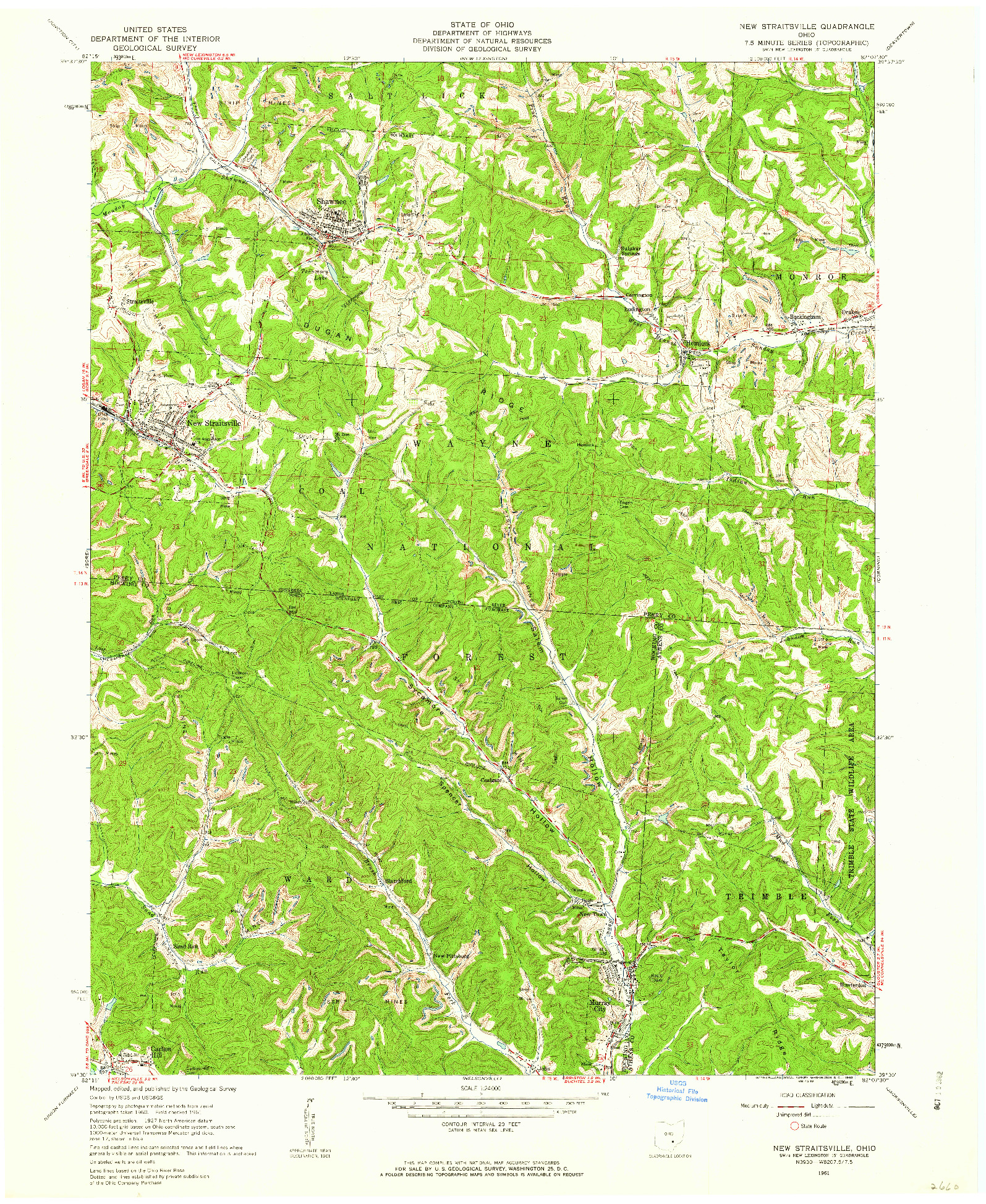 USGS 1:24000-SCALE QUADRANGLE FOR NEW STRAITSVILLE, OH 1961