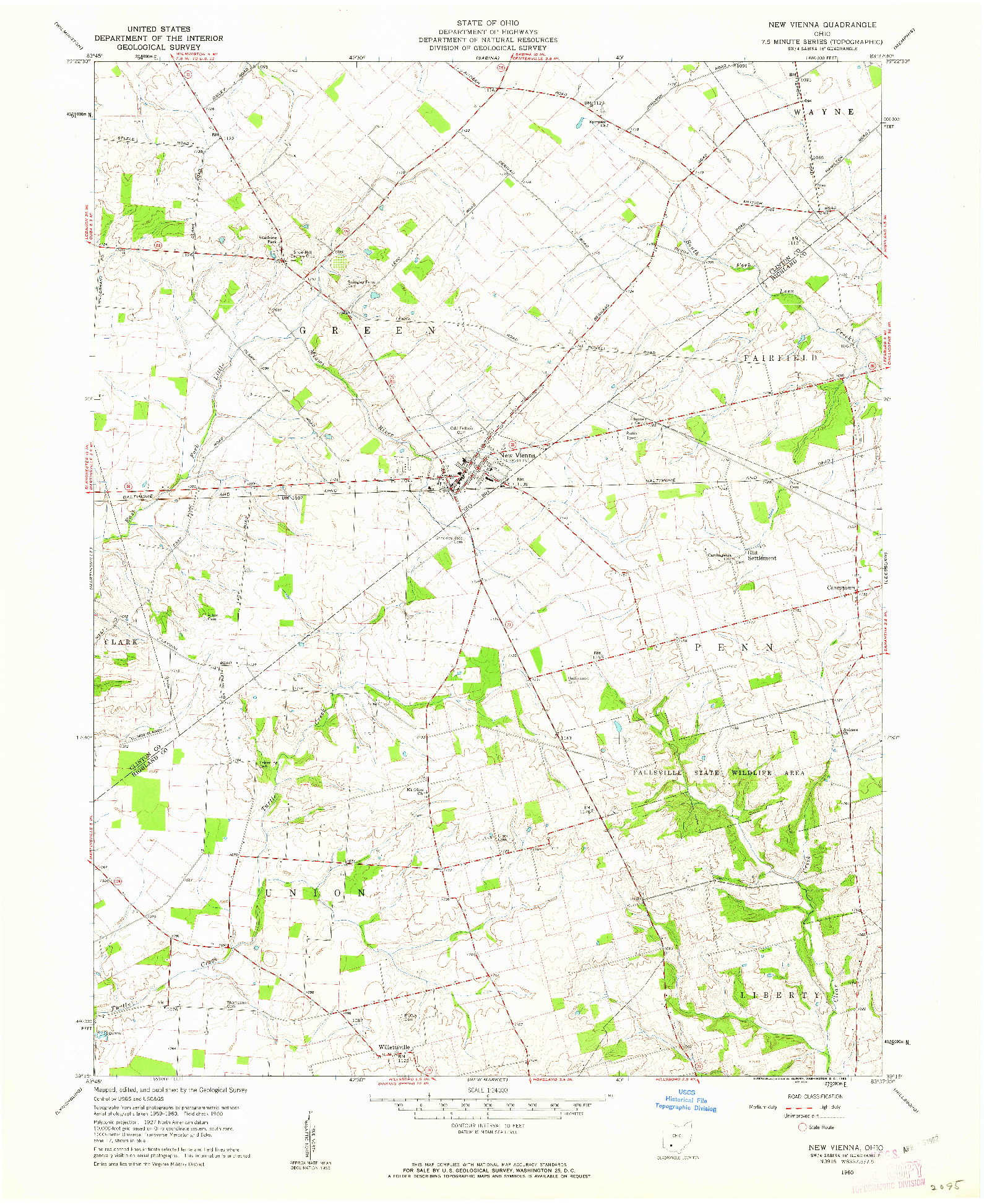 USGS 1:24000-SCALE QUADRANGLE FOR NEW VIENNA, OH 1960