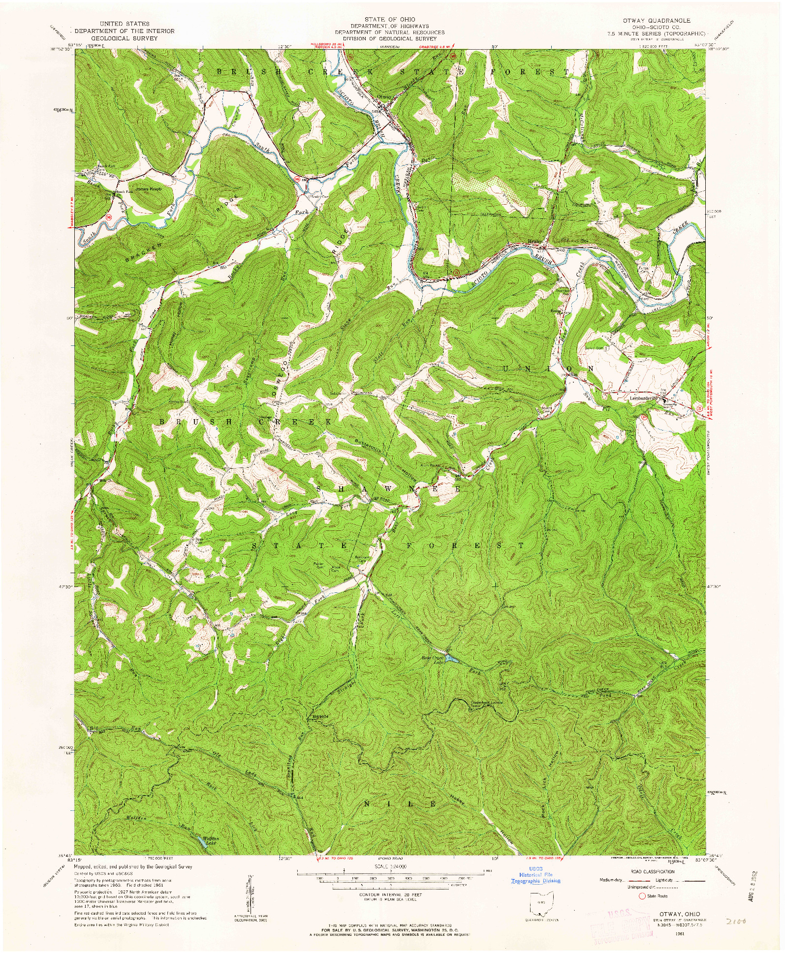 USGS 1:24000-SCALE QUADRANGLE FOR OTWAY, OH 1961