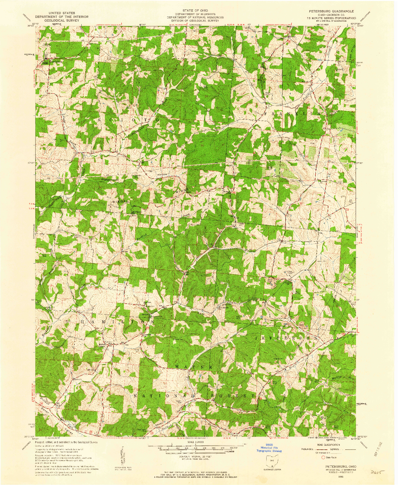 USGS 1:24000-SCALE QUADRANGLE FOR PETERSBURG, OH 1961