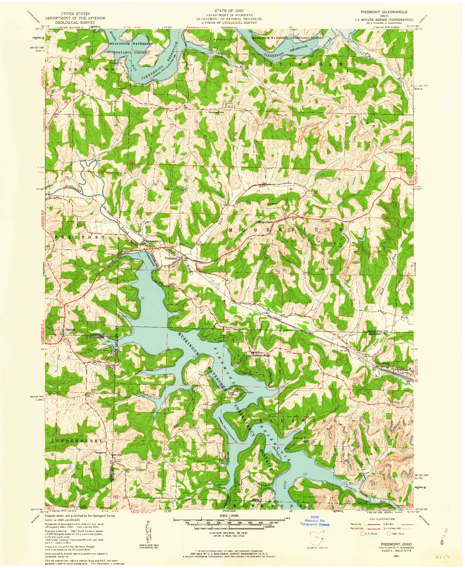 USGS 1:24000-SCALE QUADRANGLE FOR PIEDMONT, OH 1961