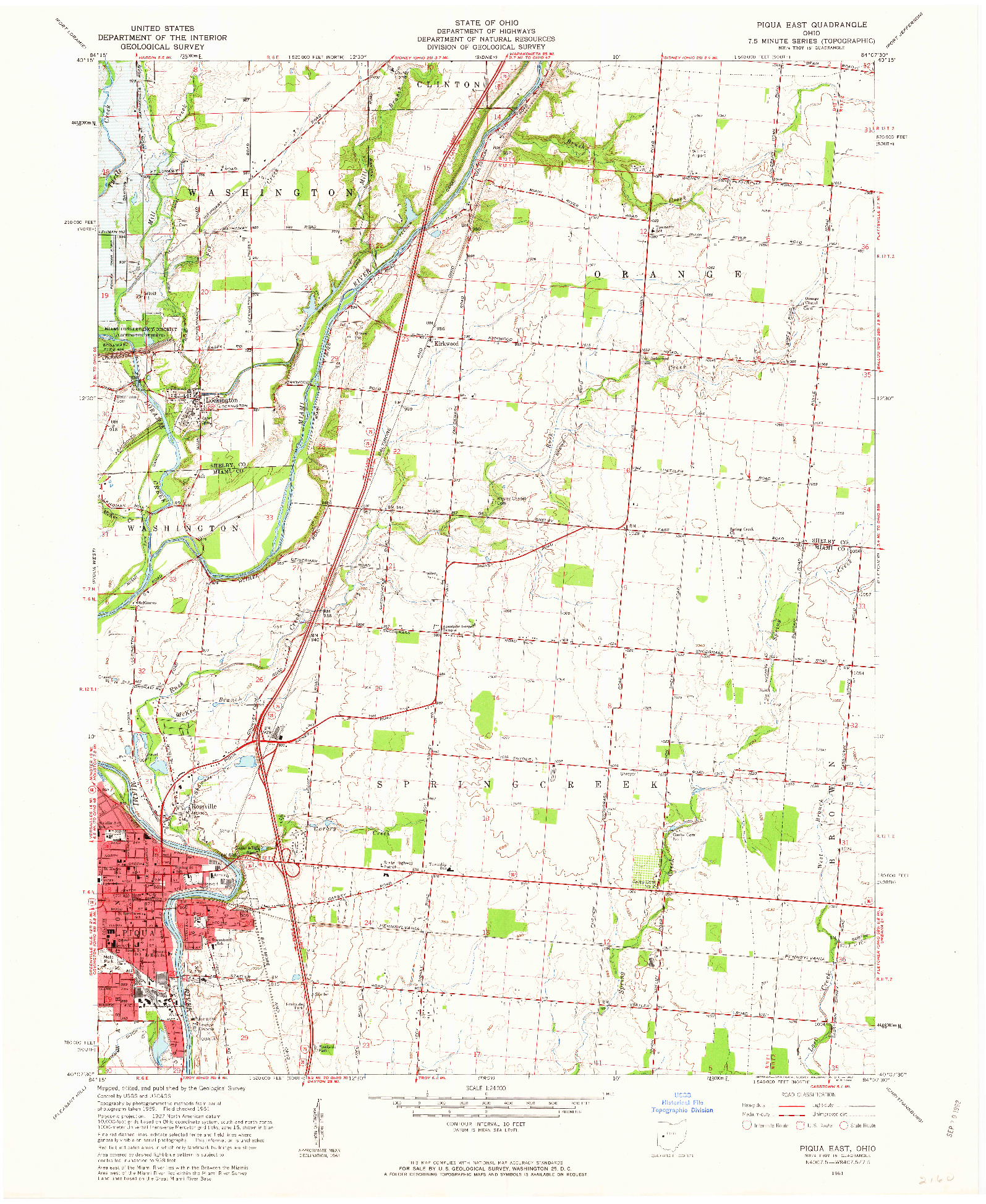 USGS 1:24000-SCALE QUADRANGLE FOR PIQUA EAST, OH 1961