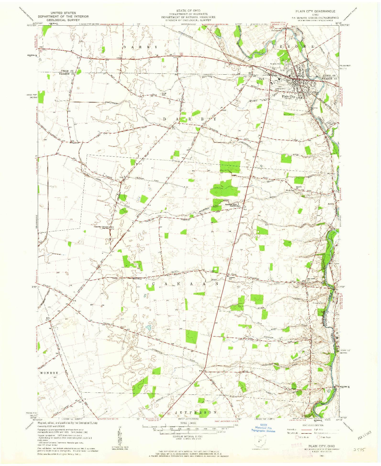 USGS 1:24000-SCALE QUADRANGLE FOR PLAIN CITY, OH 1961